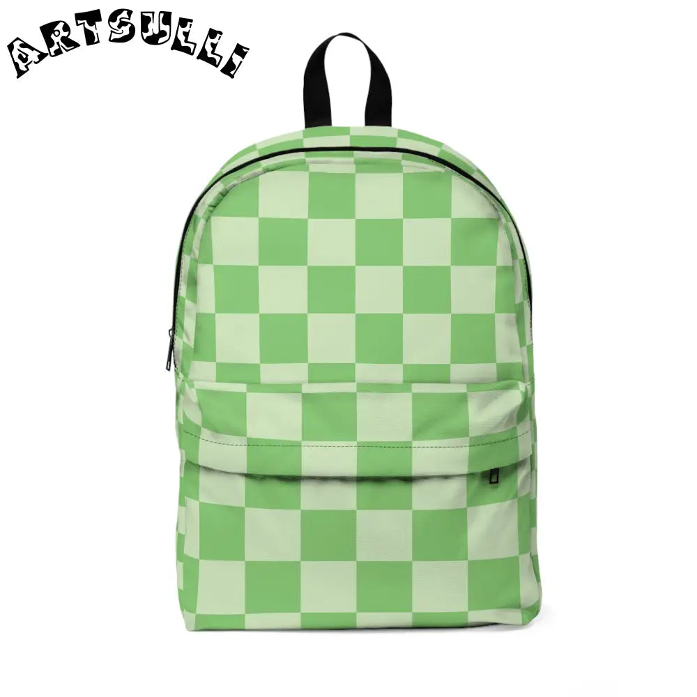 JAKKOUTTHEBXX Checkerboard Green Unisex Classic Backpack