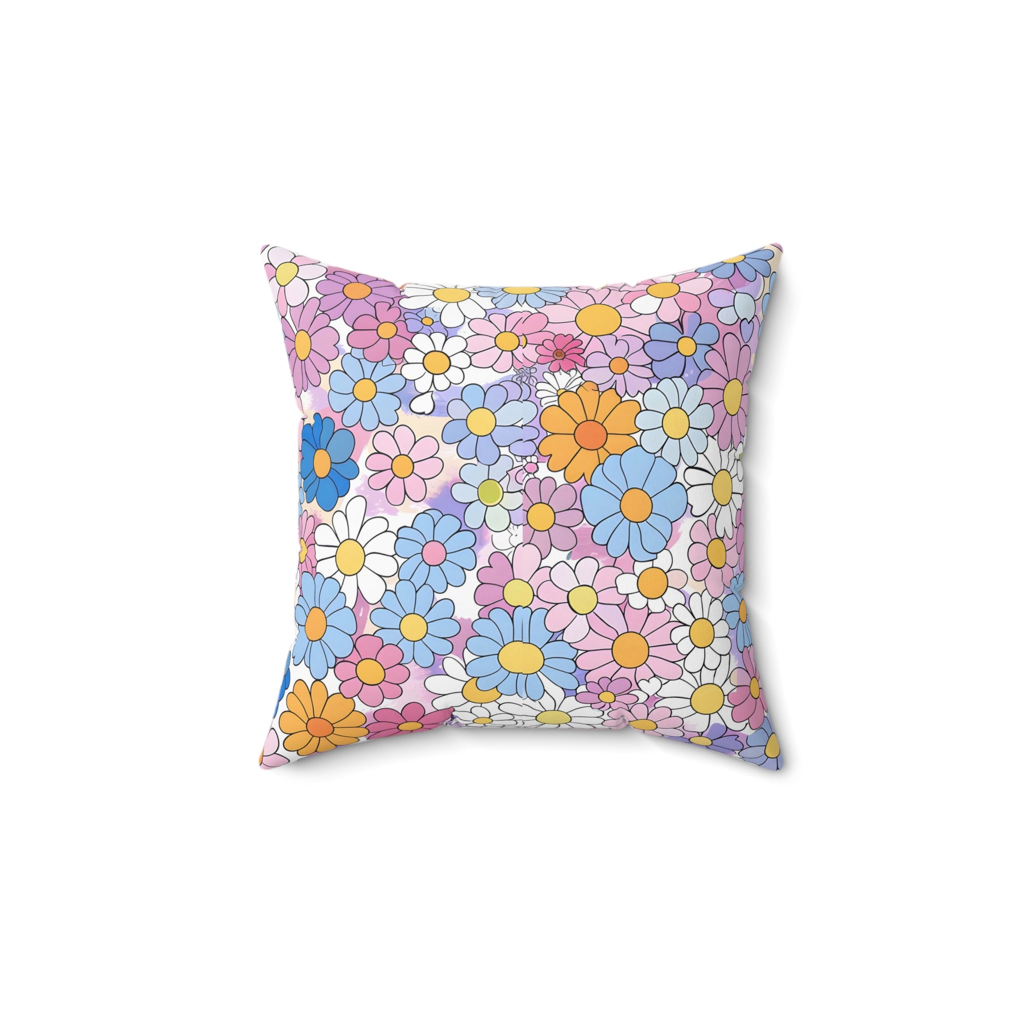 Flower Hour Purple and Blue Spun Polyester Square Pillow, Artsulli - Art is Long, Life is Short, Home Decor, Size, 14" × 14", , , , , 52476756555226