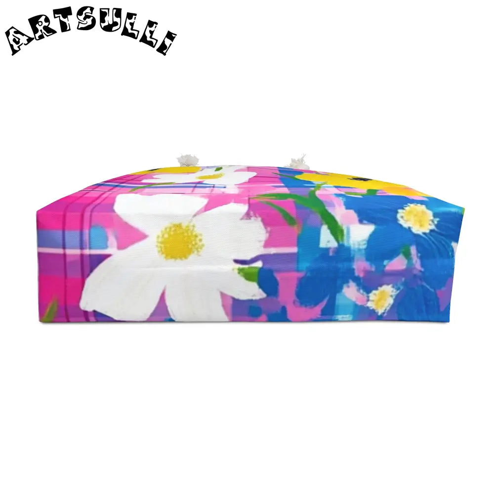 JAKKOUTTHEBXX Plaid Garden Pink and Purple Weekender Bag