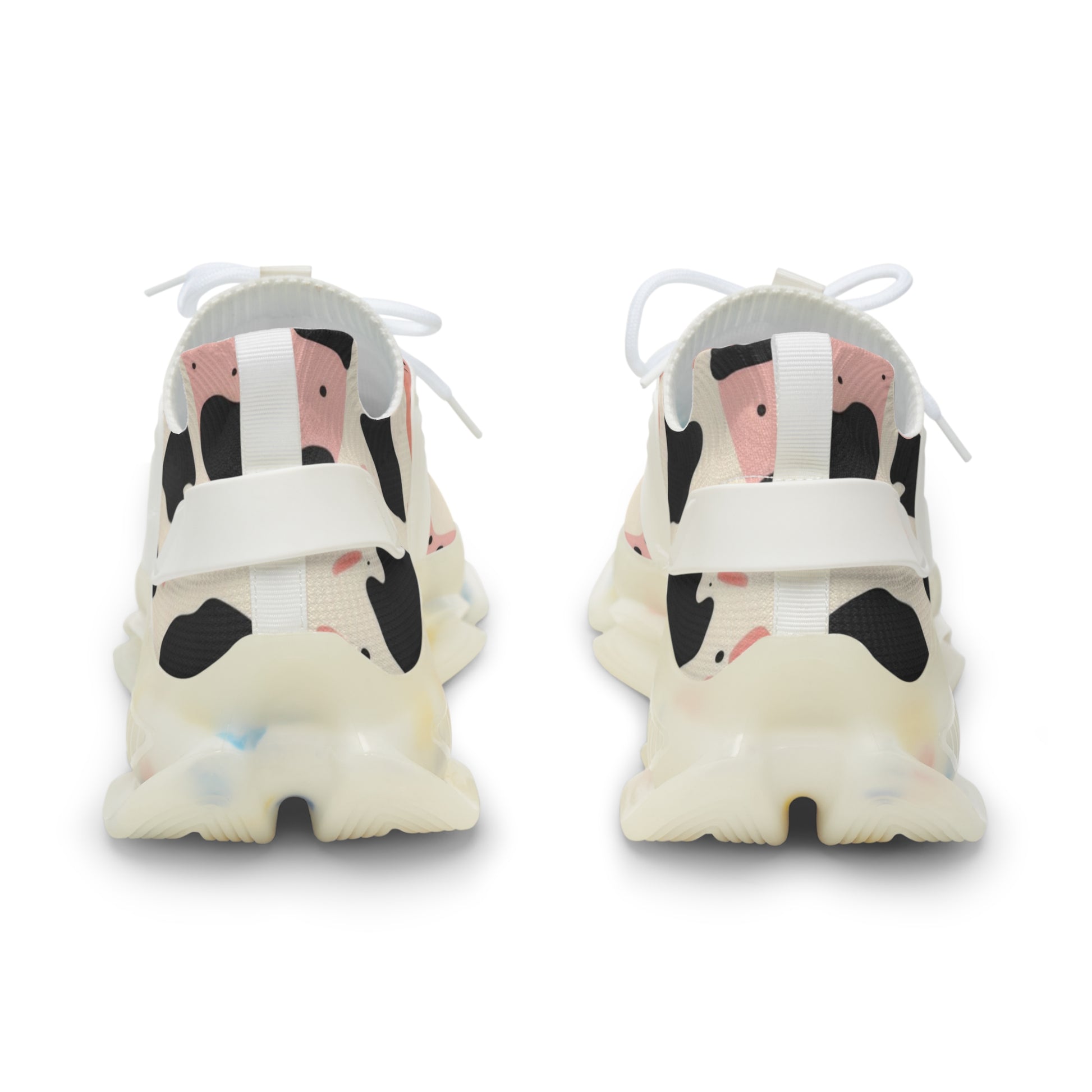 Organic Cow Print Cream and Pink Men's Mesh Sneakers, Artsulli - Art is Long, Life is Short, Shoes, , , , , , , 