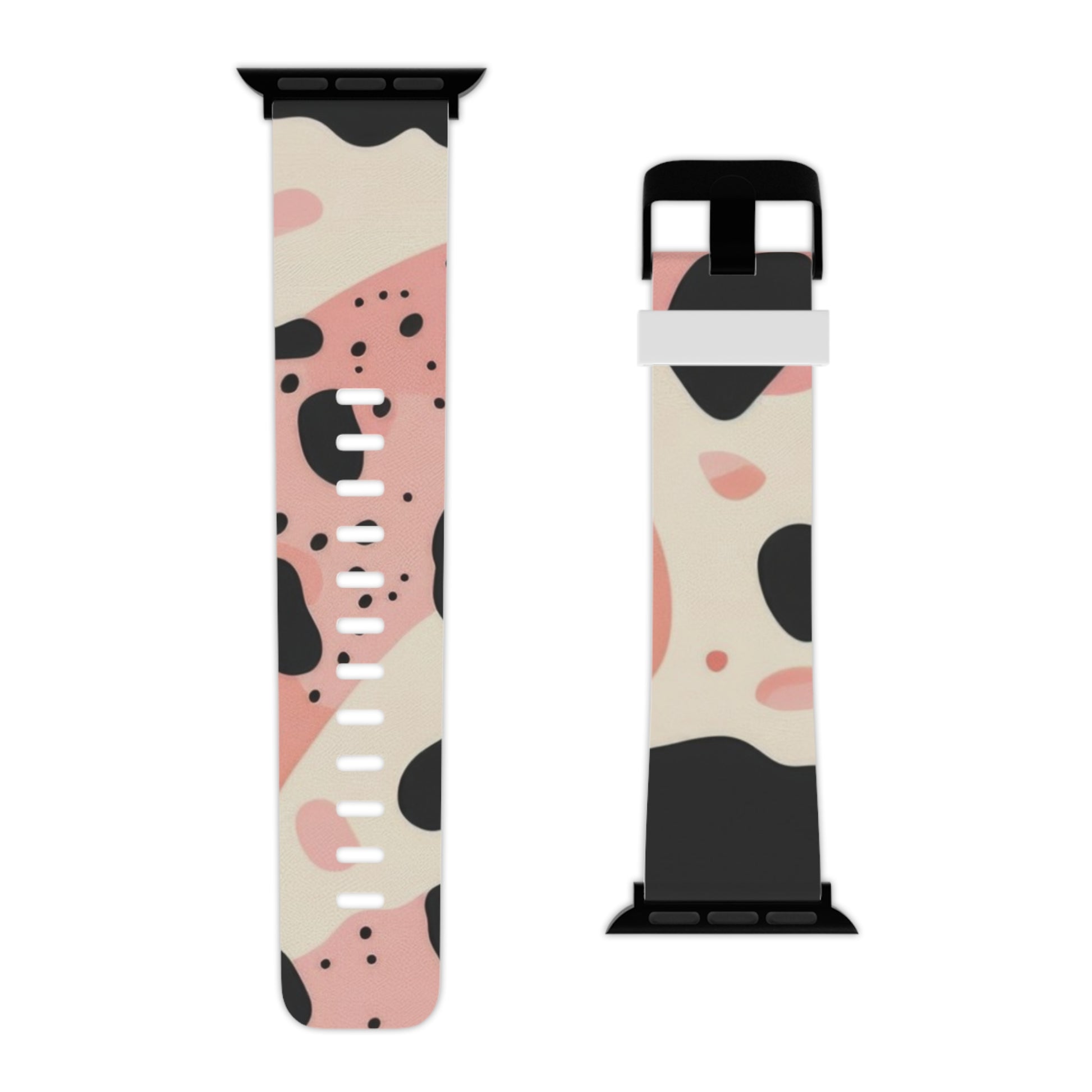 Organic Cow Print Cream and Pink Watch Band for Apple Watch, Artsulli - Art is Long, Life is Short, Accessories, , , , , , , 