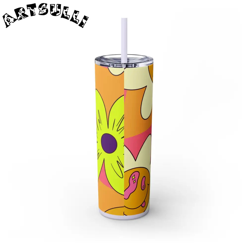 JAKKOUTTHEBXX Trippy Sour Face Rave Skinny Tumbler with Straw 20oz