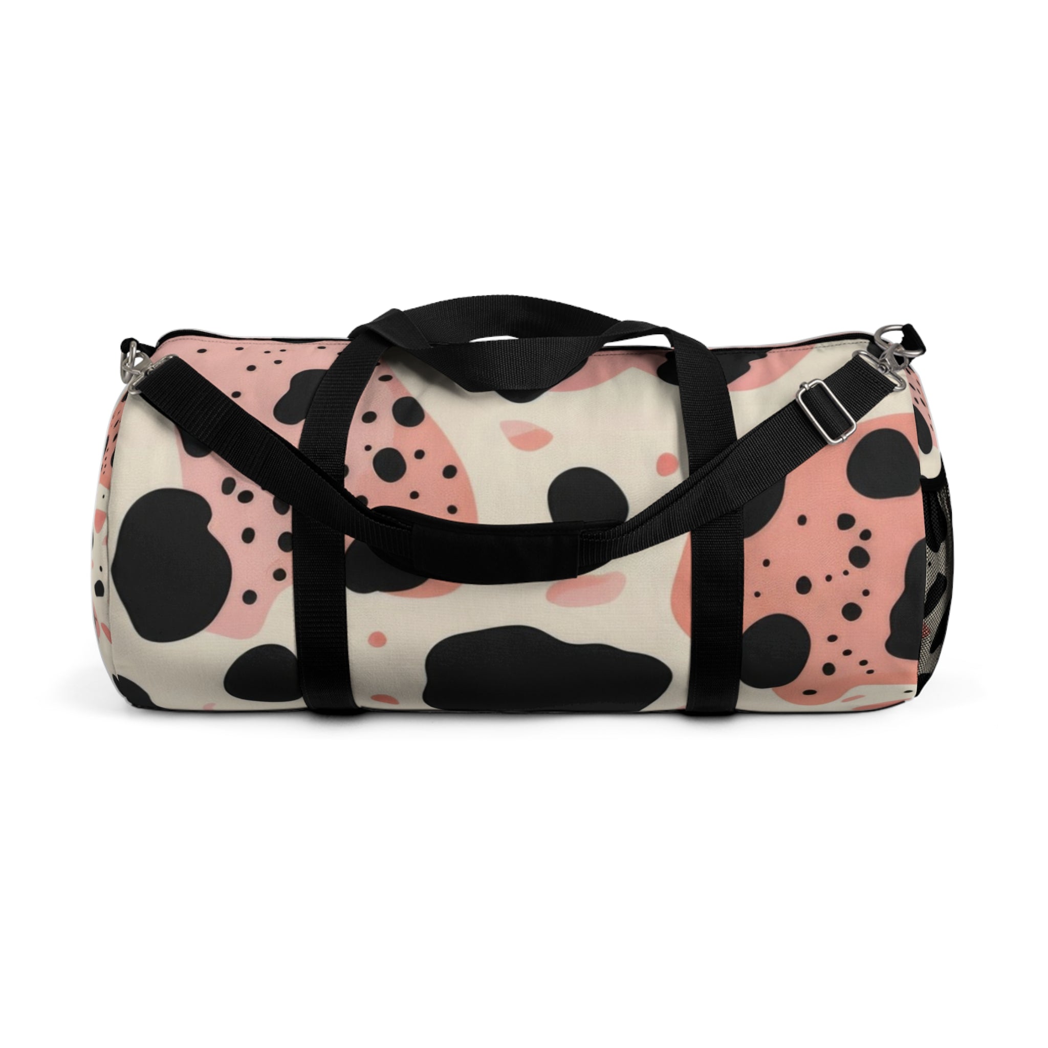 Organic Cow Print Cream and Pink Duffel Bag, Artsulli - Art is Long, Life is Short, Bags, Size, Large, , , , , 84856396793098