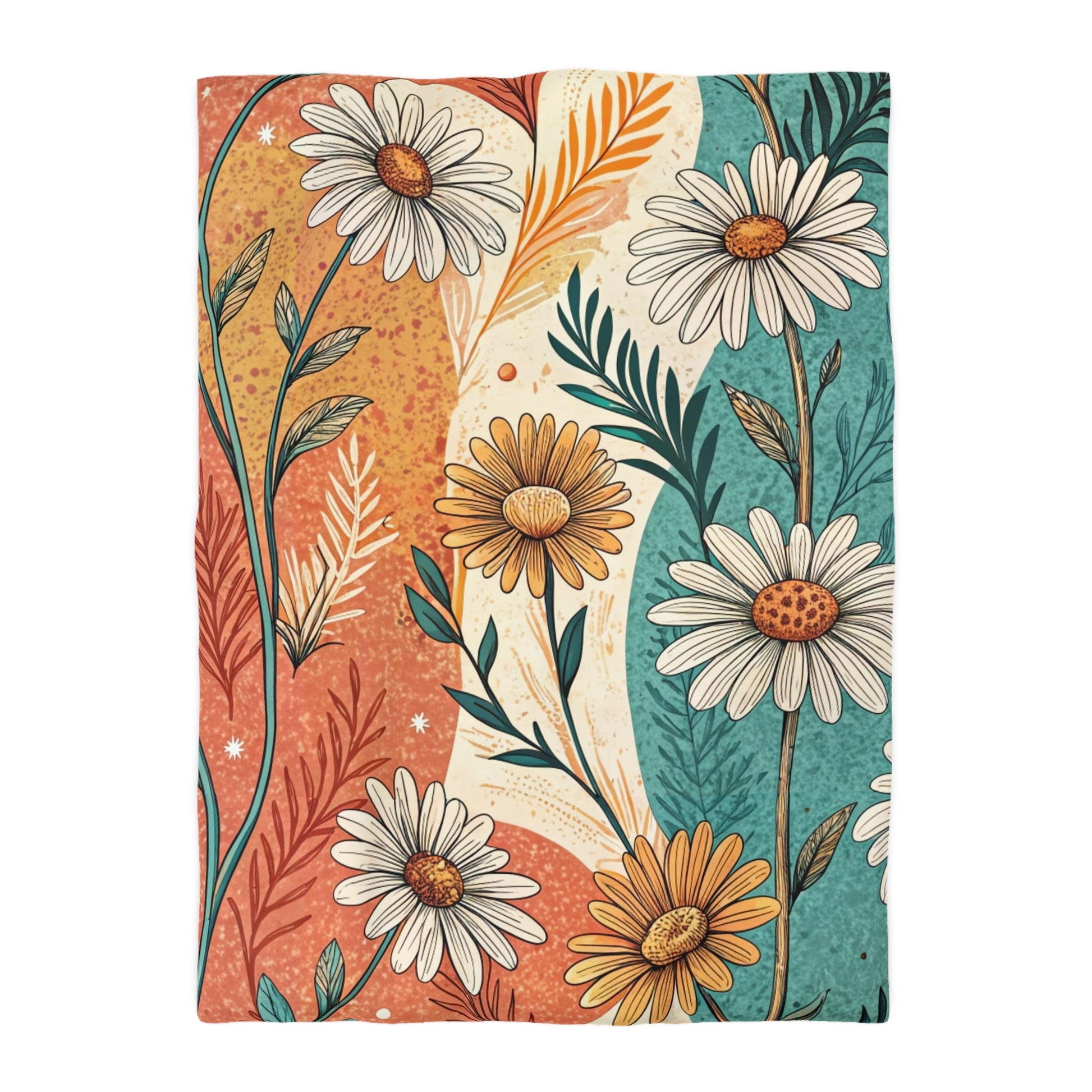 Retro Daisy Dream Microfiber Duvet Cover, Artsulli - Art is Long, Life is Short, Home Decor, Size, Twin XL, Color, White, , , 84552516050036947356