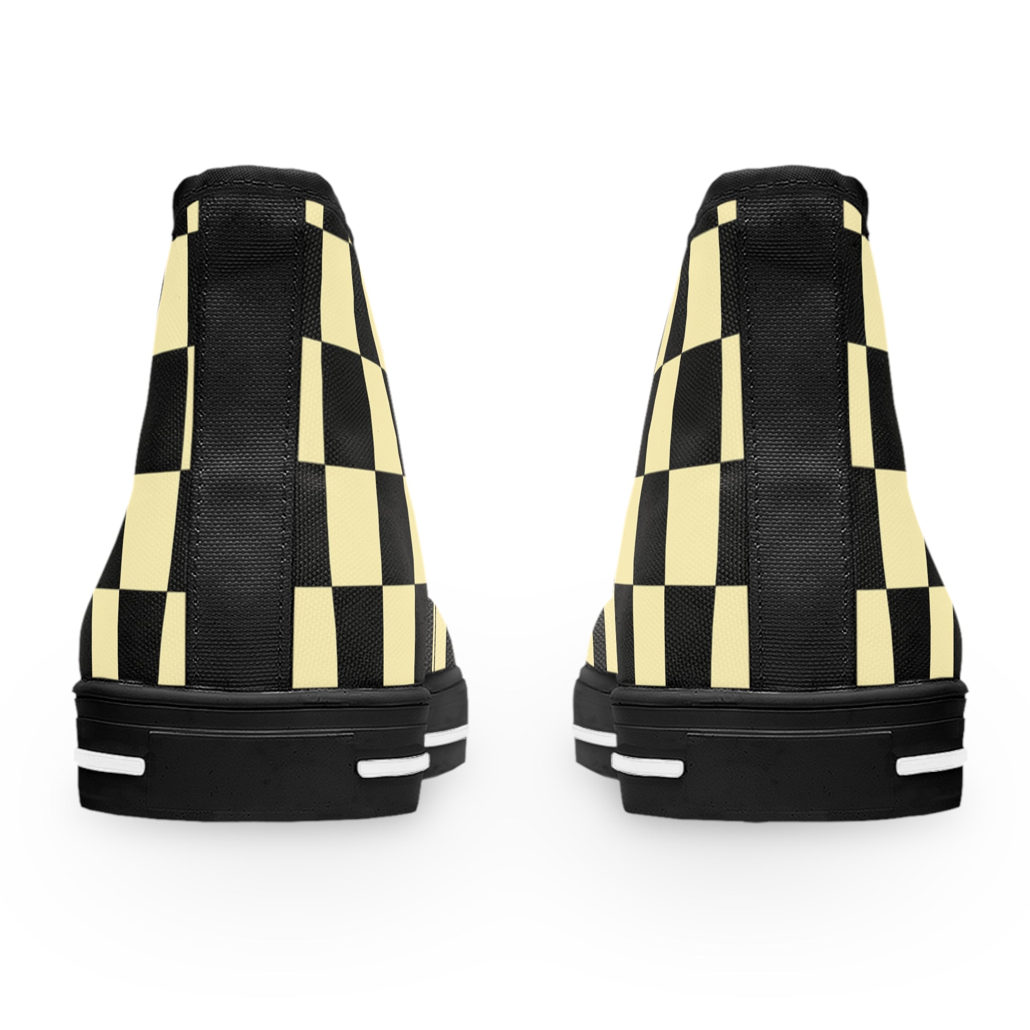 Checkerboard Black and Yellow Women's High Top Sneakers, Artsulli - Art is Long, Life is Short, Shoes, , , , , , , 