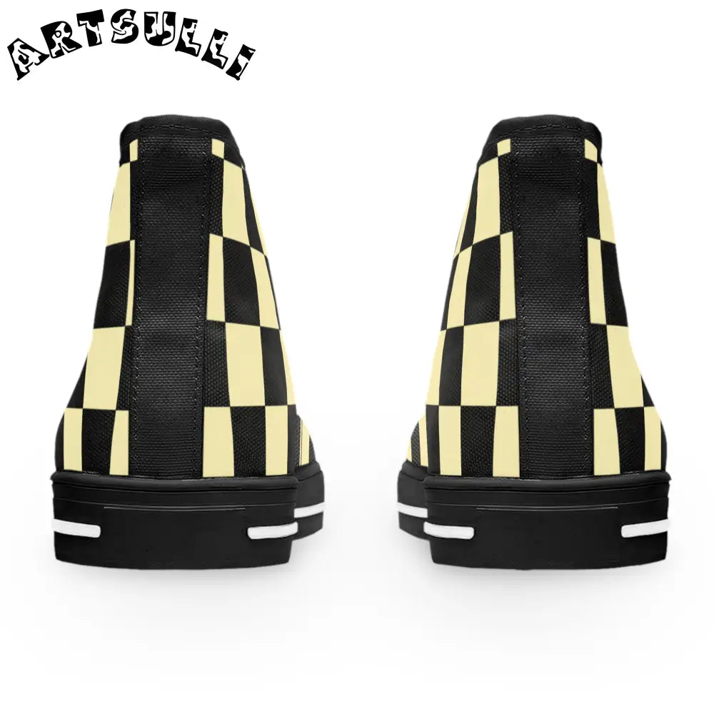 JAKKOUTTHEBXX Checkerboard Black and Yellow Women’s High Top
