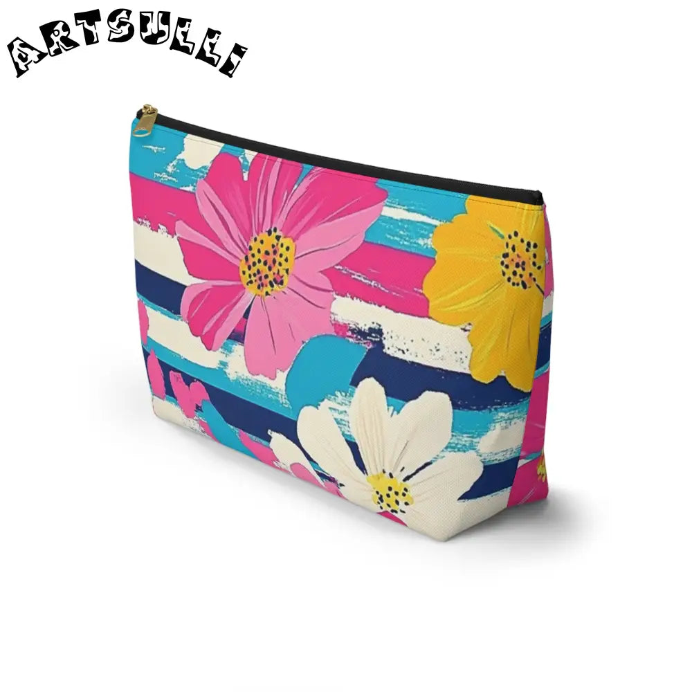 JAKKOUTTHEBXX Dayglo Floral Stripes II Multi-Color Accessory Pouch w