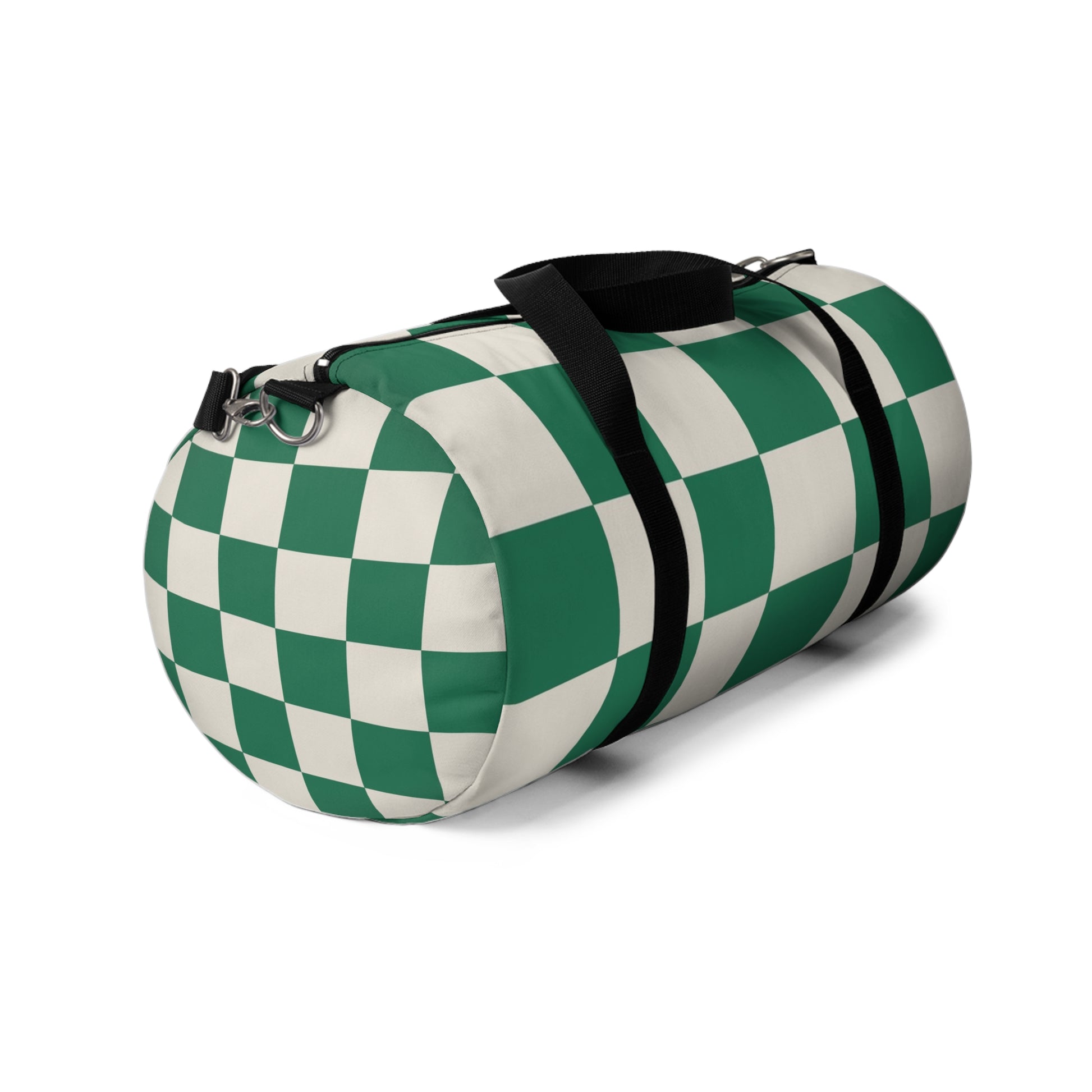 Checkerboard Dark Green Duffel Bag, Artsulli - Art is Long, Life is Short, Bags, , , , , , , 
