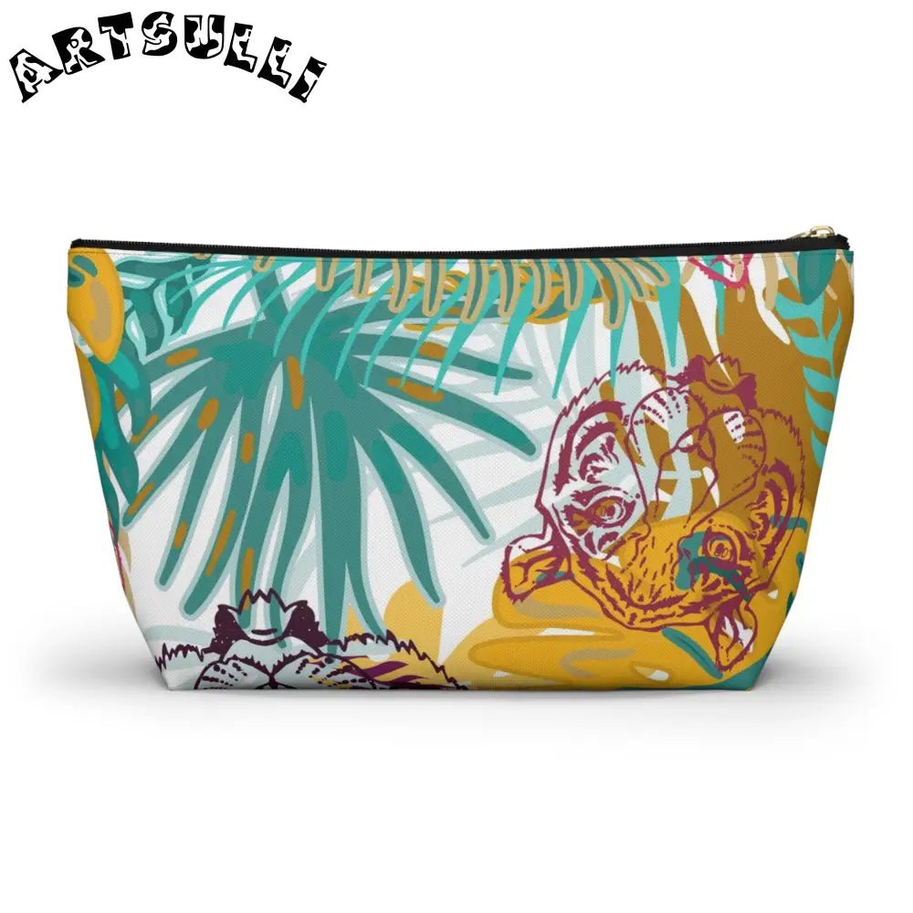 JAKKOUTTHEBXX Tropical Jungle Tigers Brown and Green Accessory Pouch