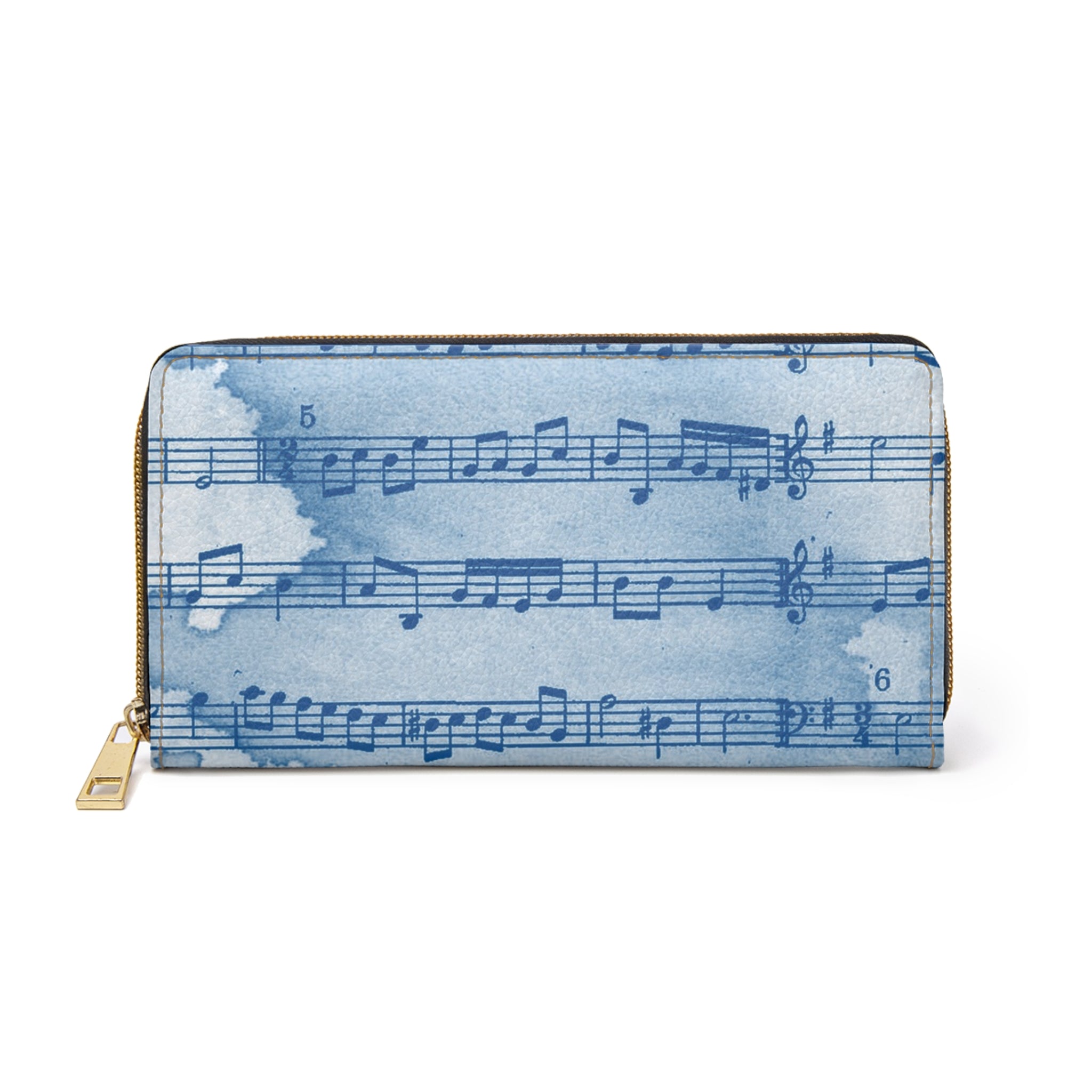 Drip Spill Type Beat Sheet Music Blue Zipper Wallet, Artsulli - Art is Long, Life is Short, Accessories, Size, One size, Color, White, , , 51050792782980206421