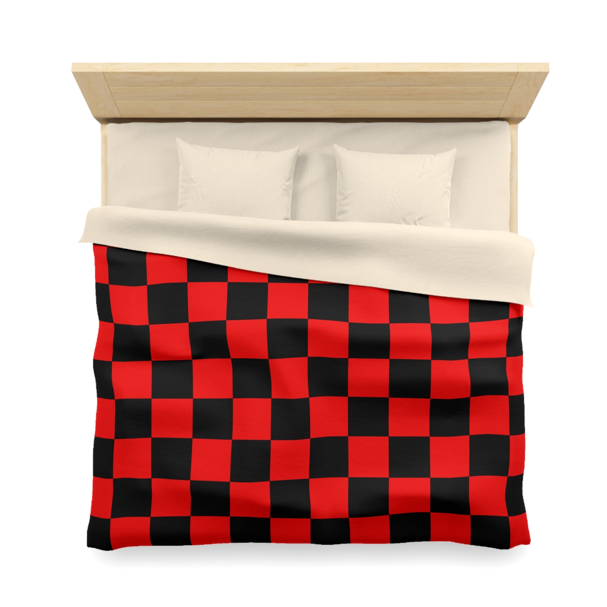 Checkerboard Red and Black Microfiber Duvet Cover, Artsulli - Art is Long, Life is Short, Home Decor, , , , , , , 