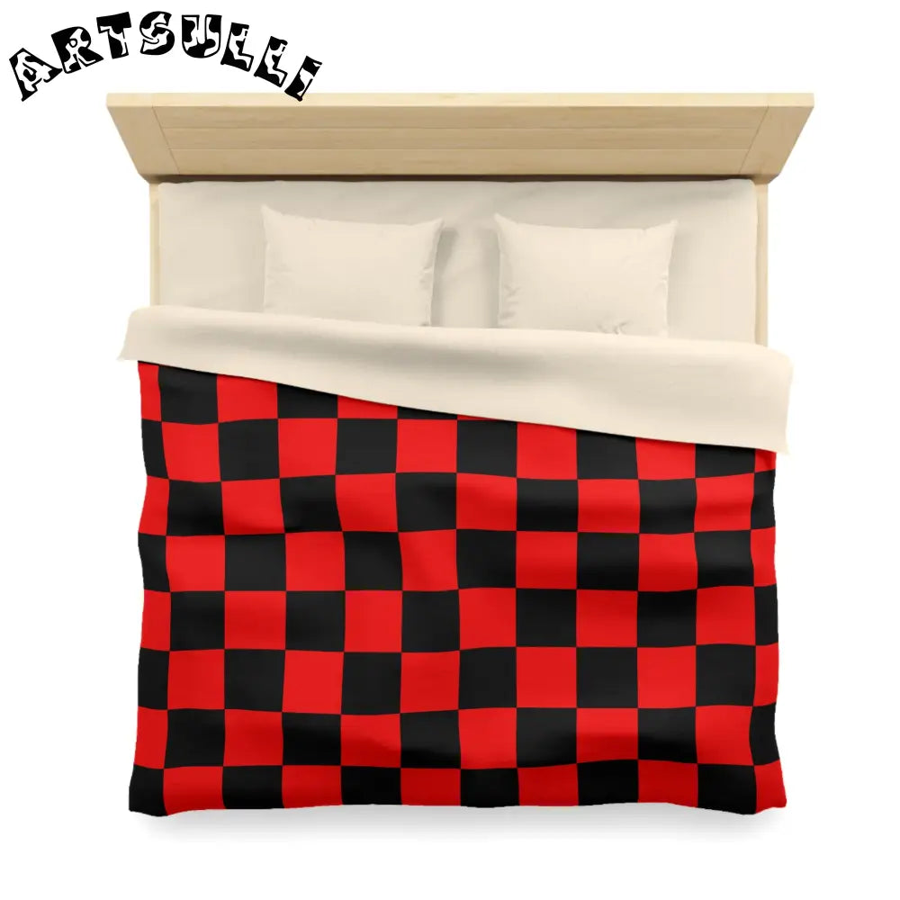 JAKKOUTTHEBXX Checkerboard Red and Black Microfiber Duvet Cover