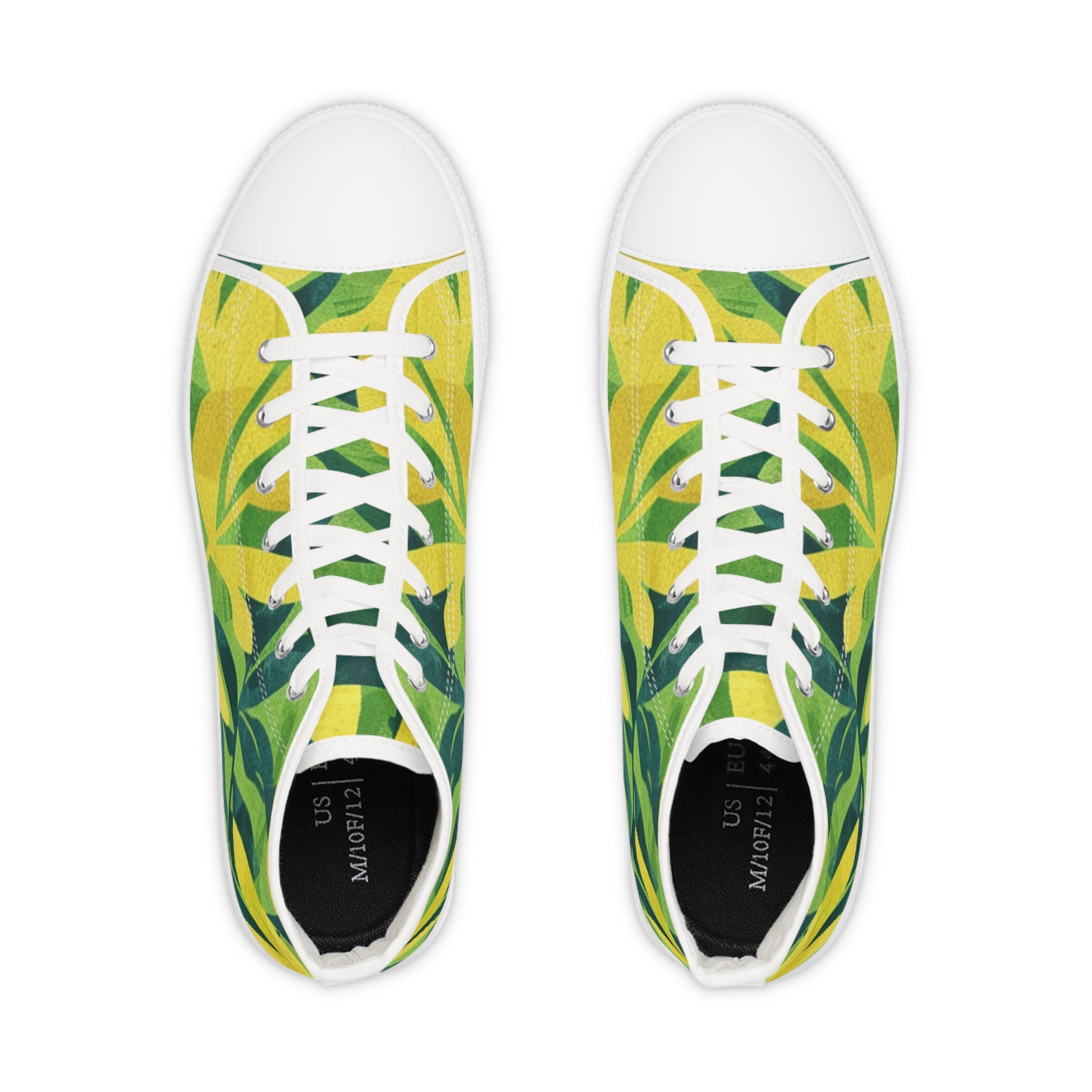 Green Leaf x Yellow Leaf x Tropical x Jungle Men's High Top Sneakers, Artsulli - Art is Long, Life is Short, Shoes, , , , , , , 