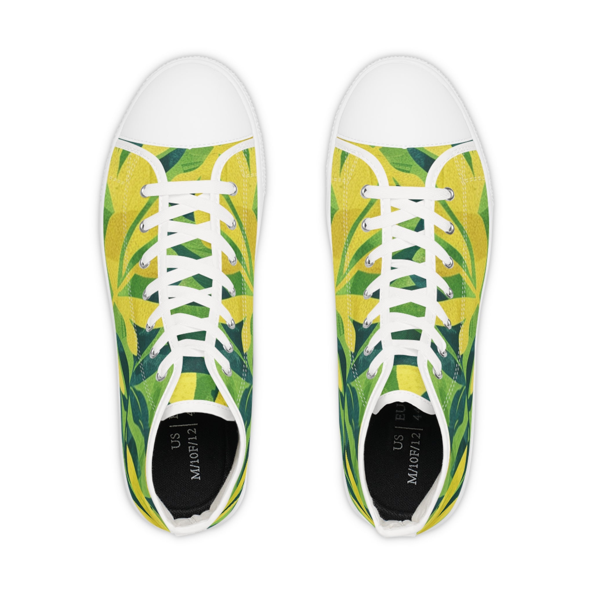 Green Leaf x Yellow Leaf x Tropical x Jungle Men's High Top Sneakers, Artsulli - Art is Long, Life is Short, Shoes, , , , , , , 
