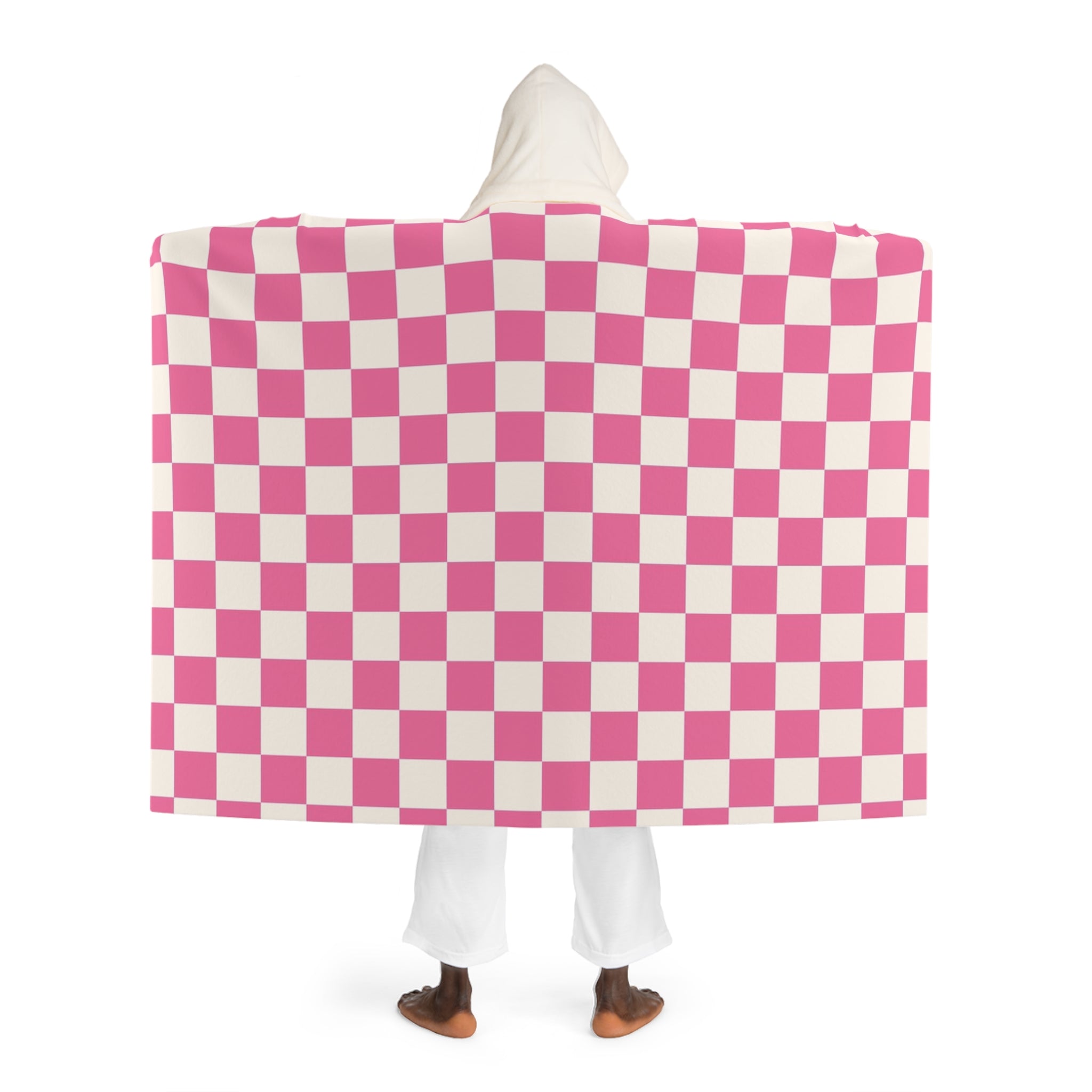 Yuyushiki Pink Check Hooded Sherpa Fleece Blanket, Artsulli - Art is Long, Life is Short, All Over Prints, , , , , , , 