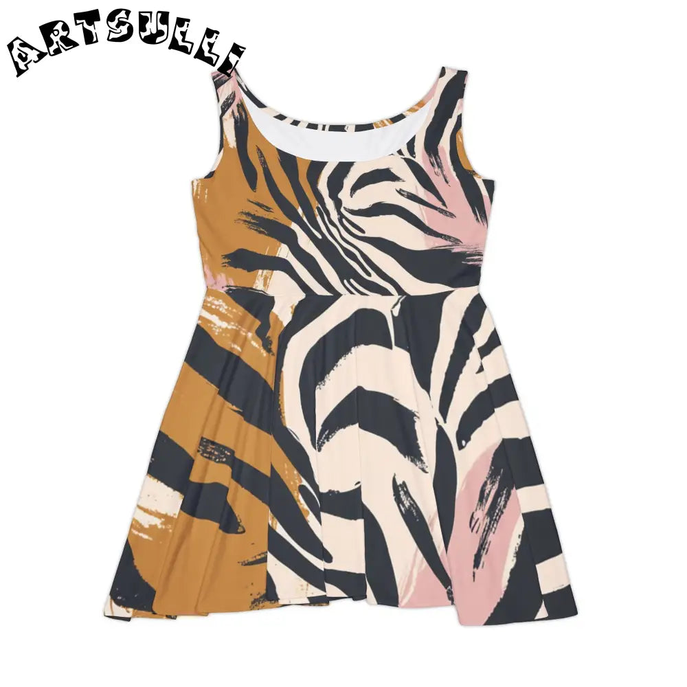 JAKKOUTTHEBXX Abstract Animal Print Sleeveless Skater Dress