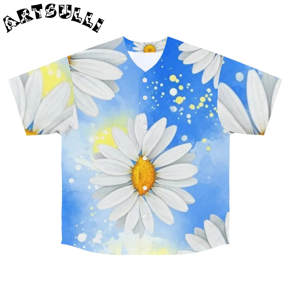 JAKKOUTTHEBXX Daisies Men’s Baseball Jersey (AOP) JAKKOUTTHEBXX