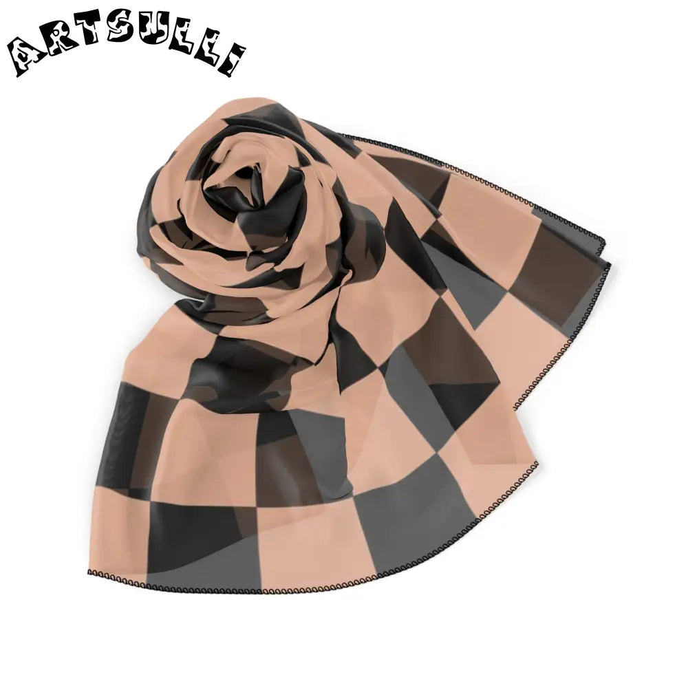 JAKKOUTTHEBXX Checkerboard Soft Orange and Black Poly Scarf