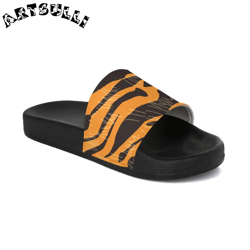 JAKKOUTTHEBXX Tiger Scratches Orange & Black Women’s Slide Sandals