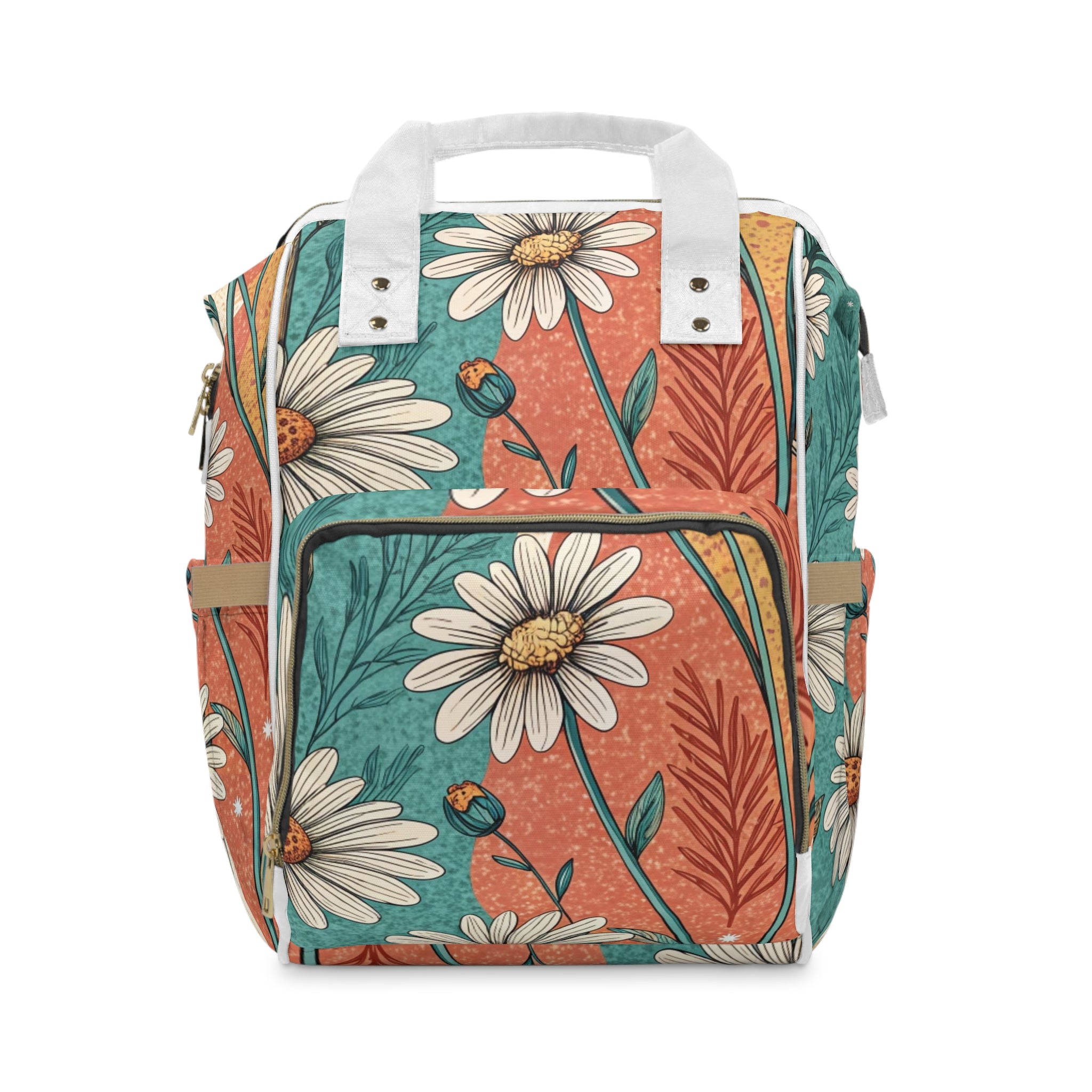 Retro Daisy Dream Multifunctional Diaper Backpack, Artsulli - Art is Long, Life is Short, Bags, Size, 15.0" × 10.8" × 6.7'', , , , , 56356268799442895070