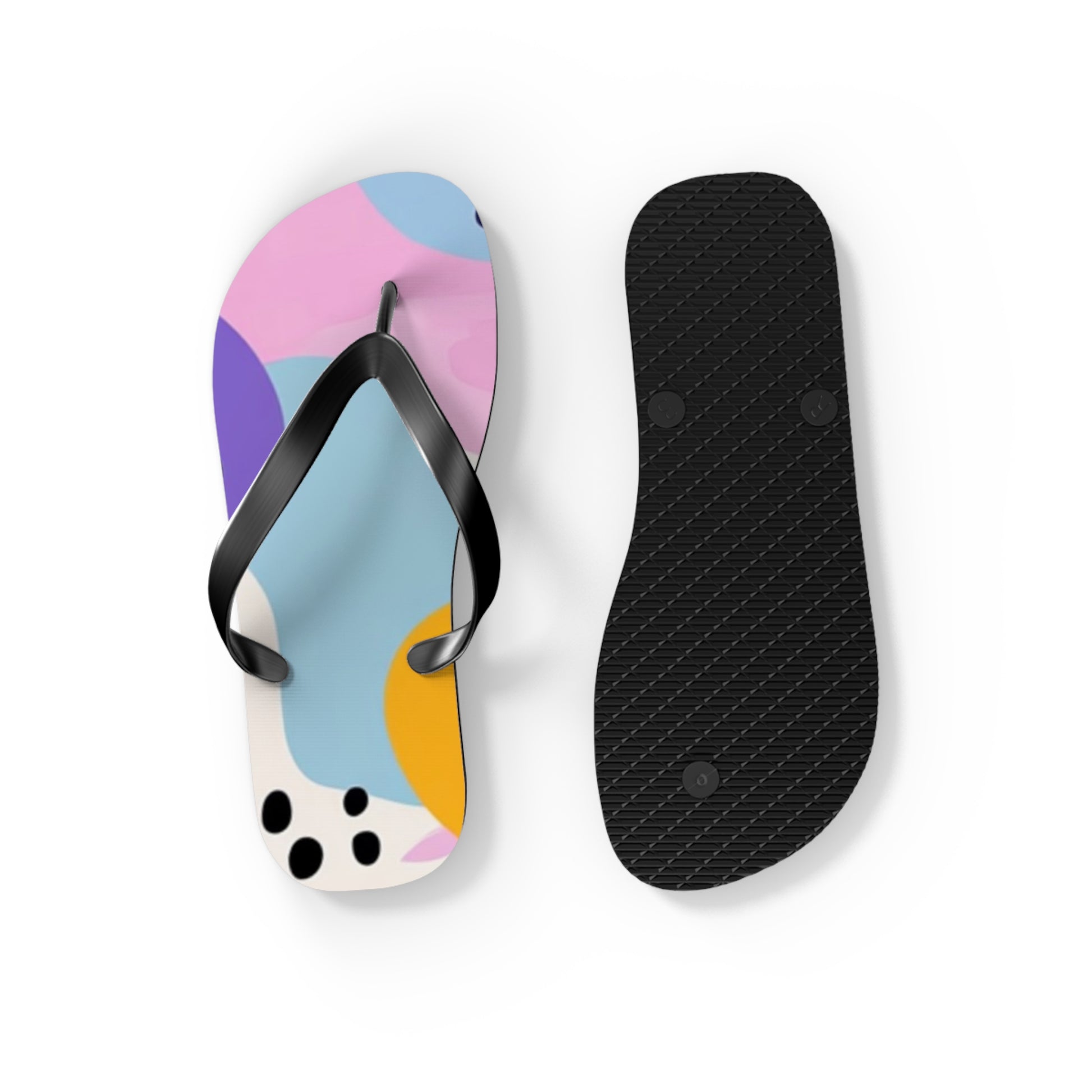 Colorful Abstract Dots and Shapes Flip Flops, Artsulli - Art is Long, Life is Short, Shoes, , , , , , , 
