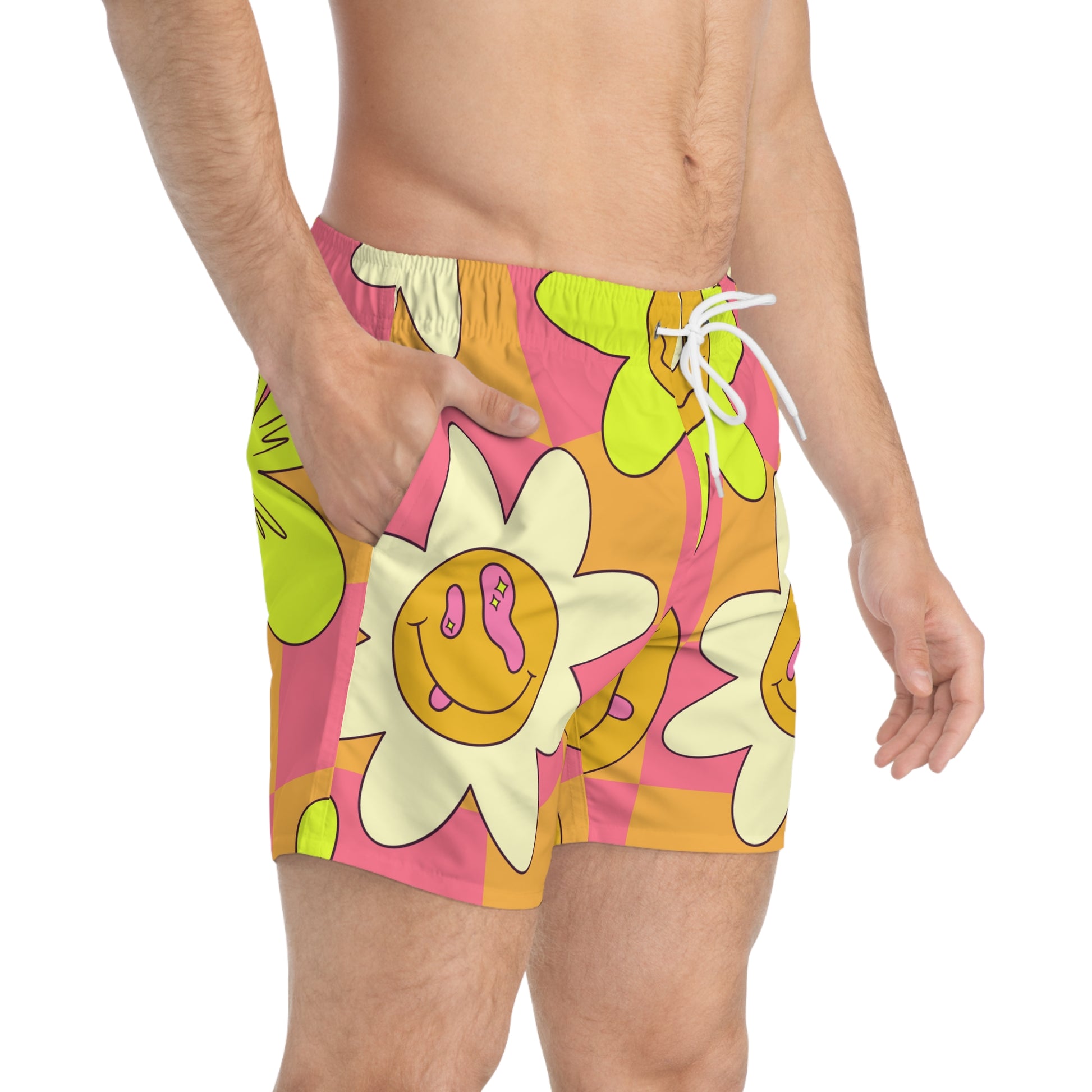 Trippy Sour Face Rave Swim Trunks (AOP), Artsulli - Art is Long, Life is Short, All Over Prints, , , , , , , 