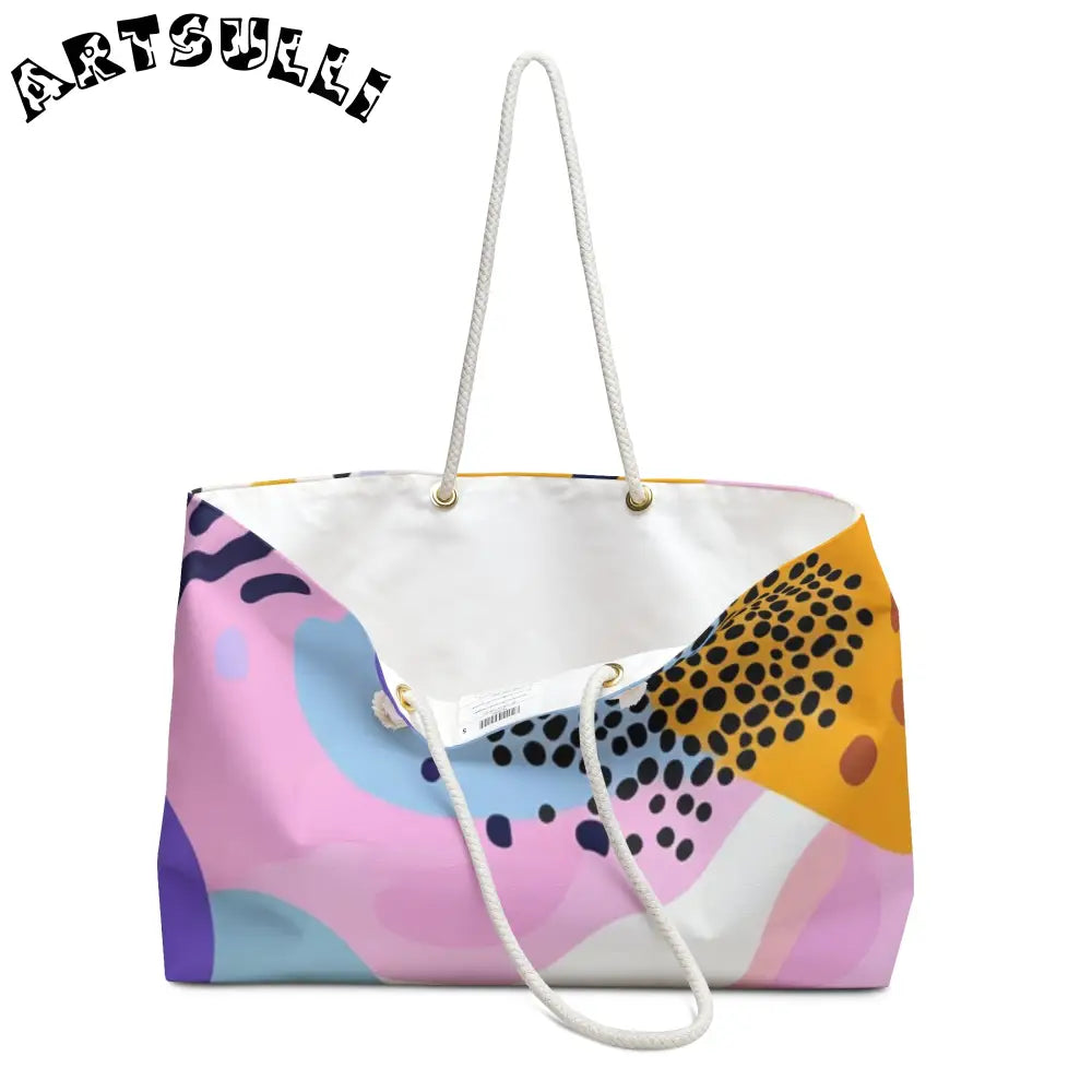 JAKKOUTTHEBXX Colorful Abstract Dots and Shapes Weekender Bag