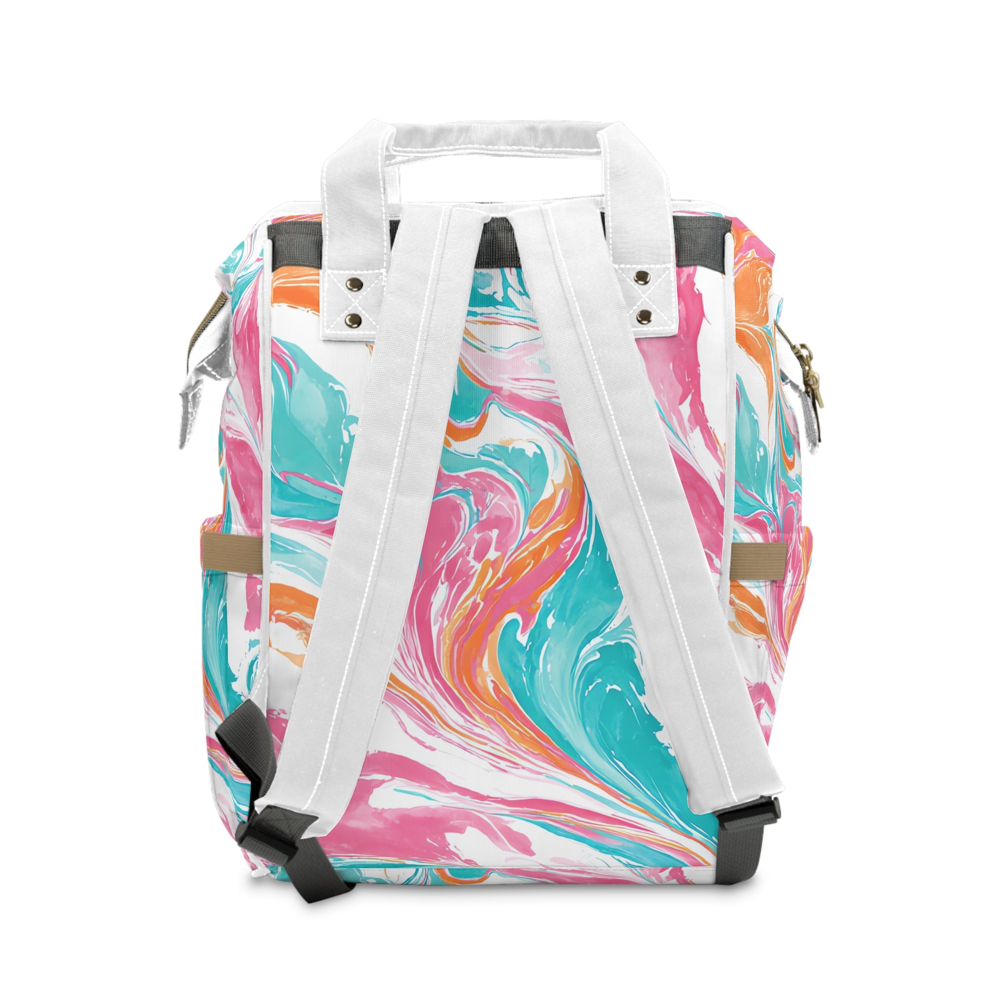 Liquid Pastel Spill Multi-Color Multifunctional Diaper Backpack, Artsulli - Art is Long, Life is Short, Bags, , , , , , , 