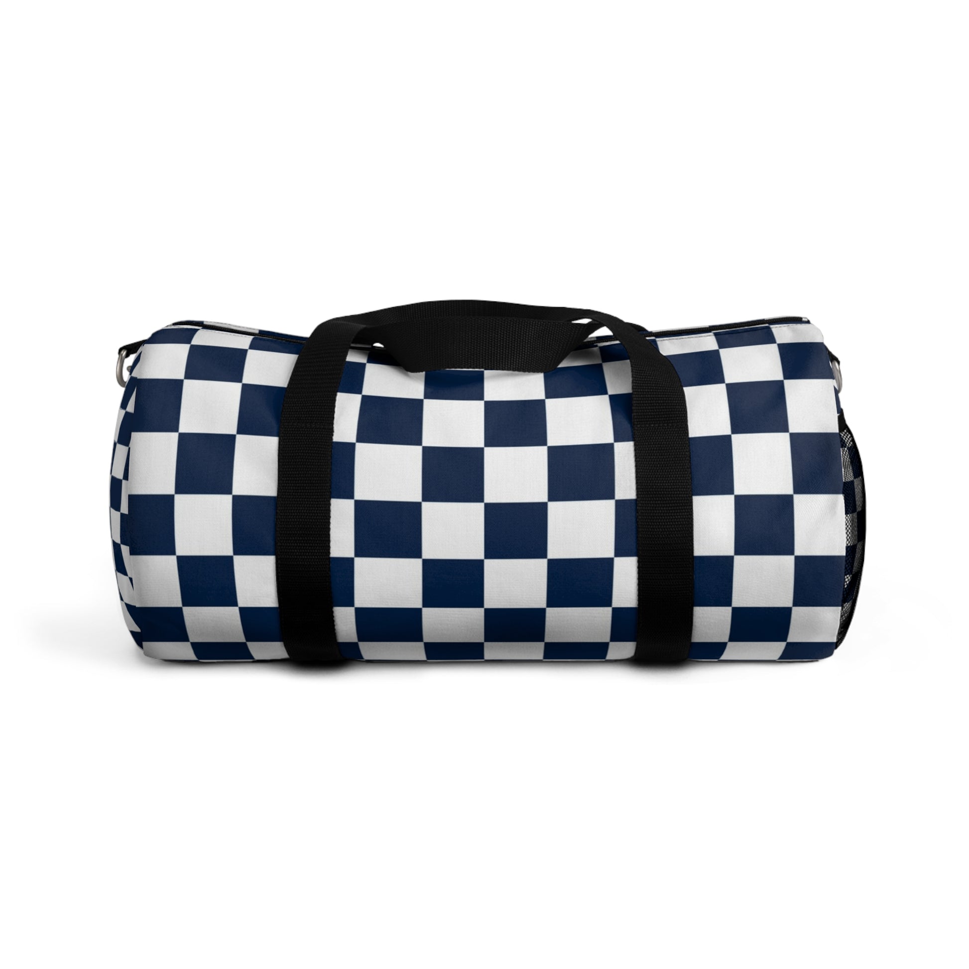 Checkerboard II White and Navy Blue Duffel Bag, Artsulli - Art is Long, Life is Short, Bags, Size, Small, , , , , 22687984059363076790
