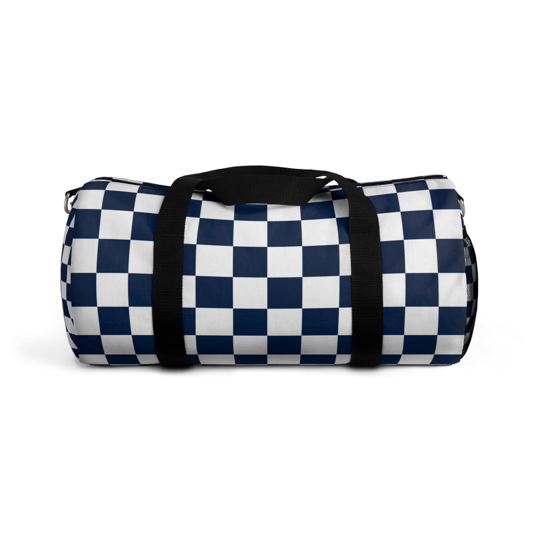 Checkerboard II White and Navy Blue Duffel Bag, Artsulli - Art is Long, Life is Short, Bags, Size, Small, , , , , 22687984059363076790