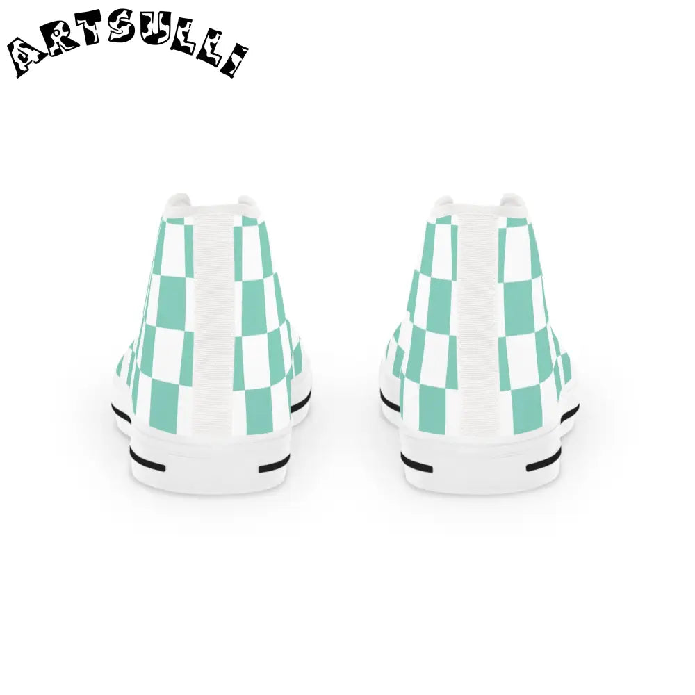 JAKKOUTTHEBXX Checkerboard Light Green Men’s High Top Sneakers