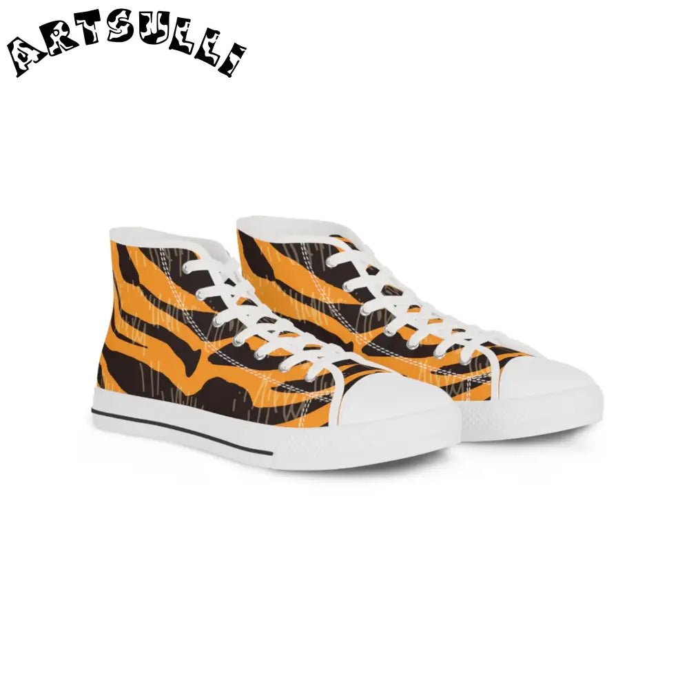 JAKKOUTTHEBXX Tiger Scratches Orange & Black Men’s High Top Sneakers