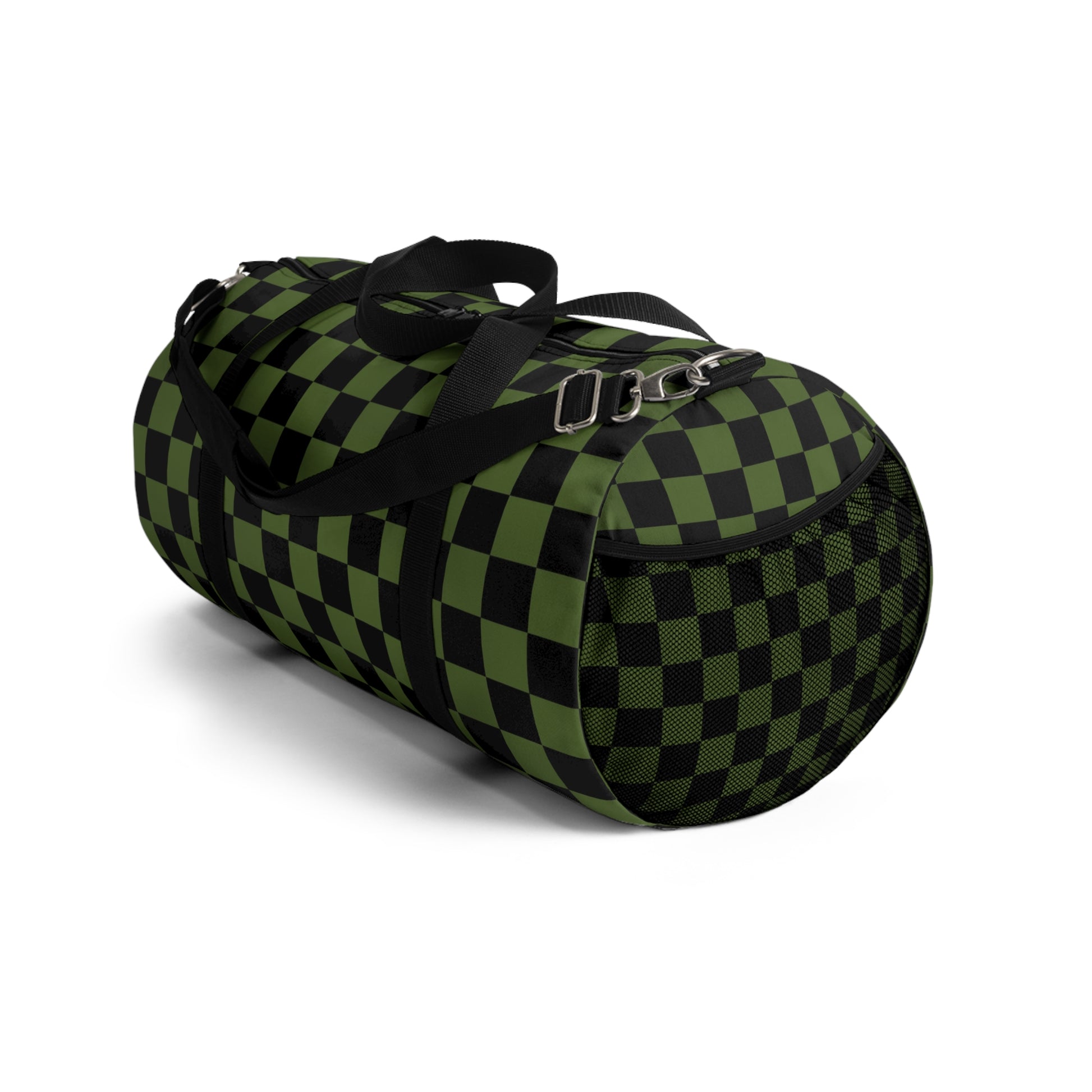 Checkerboard Olive Green and Black Duffel Bag, Artsulli - Art is Long, Life is Short, Bags, , , , , , , 