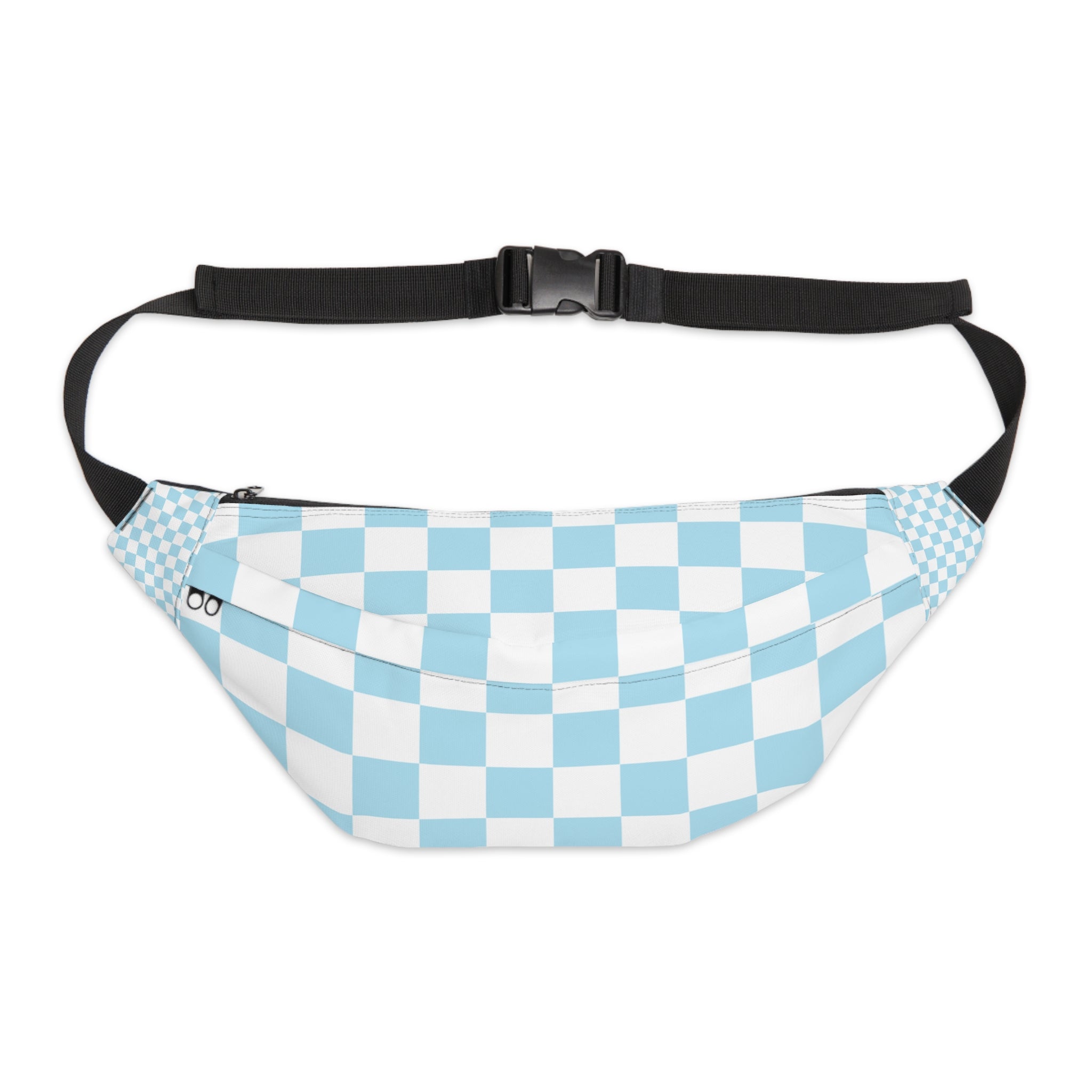 Checkerboard Sky Blue Large Fanny Pack, Artsulli - Art is Long, Life is Short, Bags, Size, 8" × 9" × 4'', , , , , 28512963164214336838
