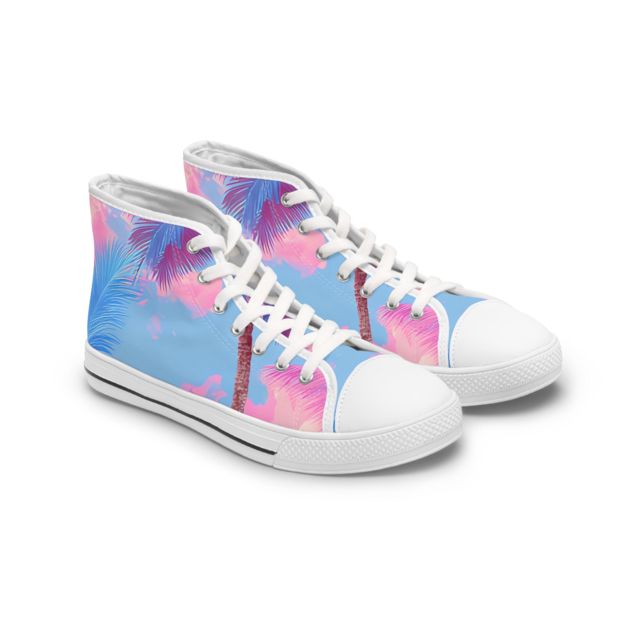 Ethereal Pastel Palms Women's High Top Sneakers, Artsulli - Art is Long, Life is Short, Shoes, Size, US 5.5, Color, White sole, , , 20621335347258188129