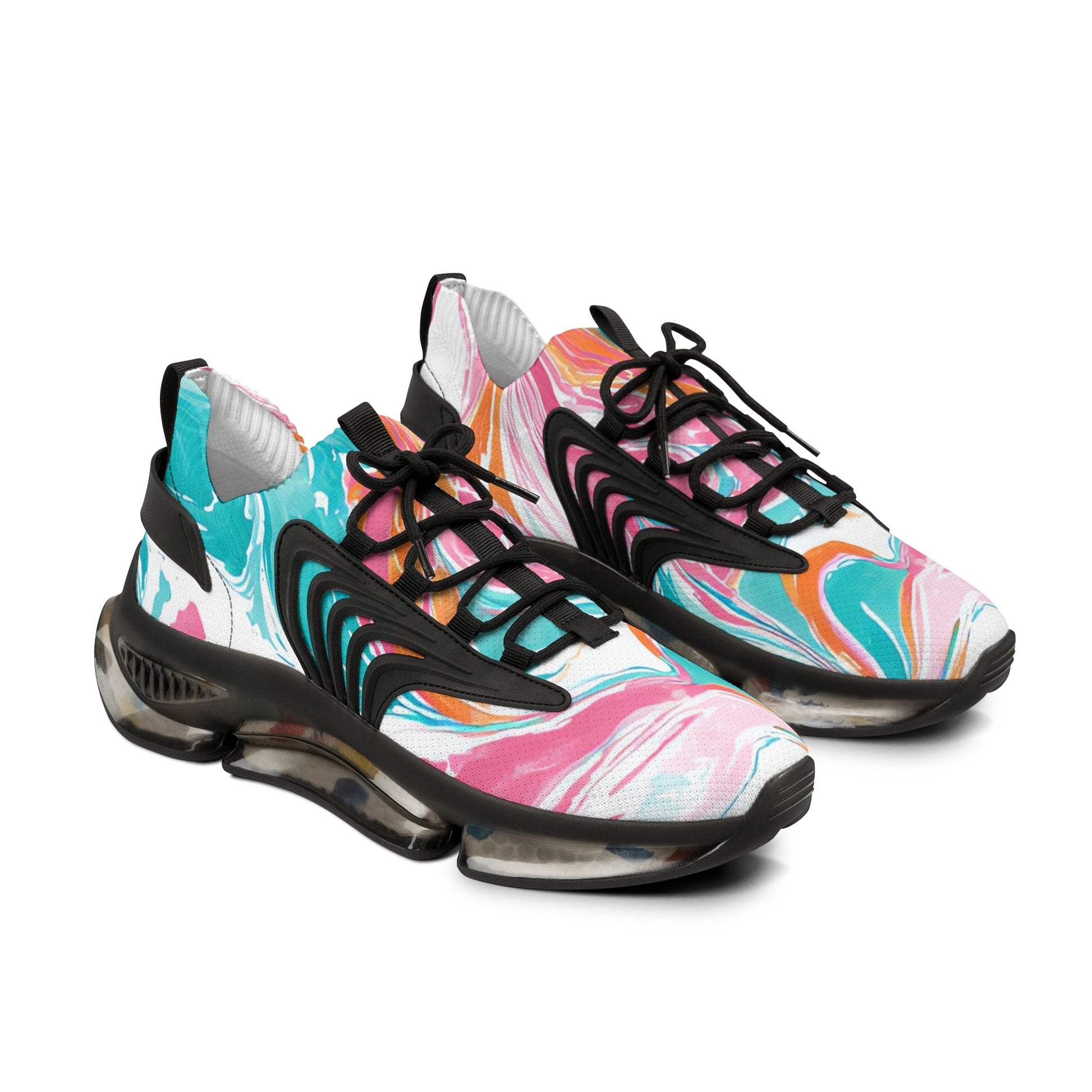 Liquid Pastel Spill Multi-Color Men's Mesh Sneakers, Artsulli - Art is Long, Life is Short, Shoes, Color, Black sole, Size, US 5, , , 18633625951984498623