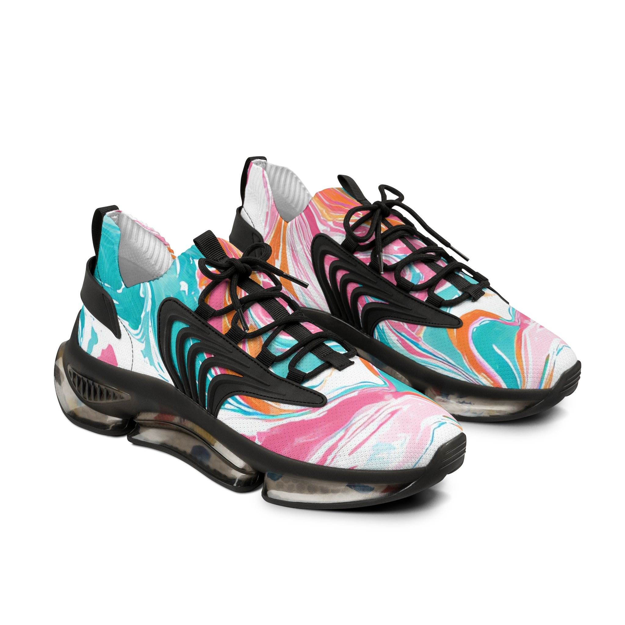Liquid Pastel Spill Multi-Color Men's Mesh Sneakers, Artsulli - Art is Long, Life is Short, Shoes, Color, Black sole, Size, US 5, , , 18633625951984498623