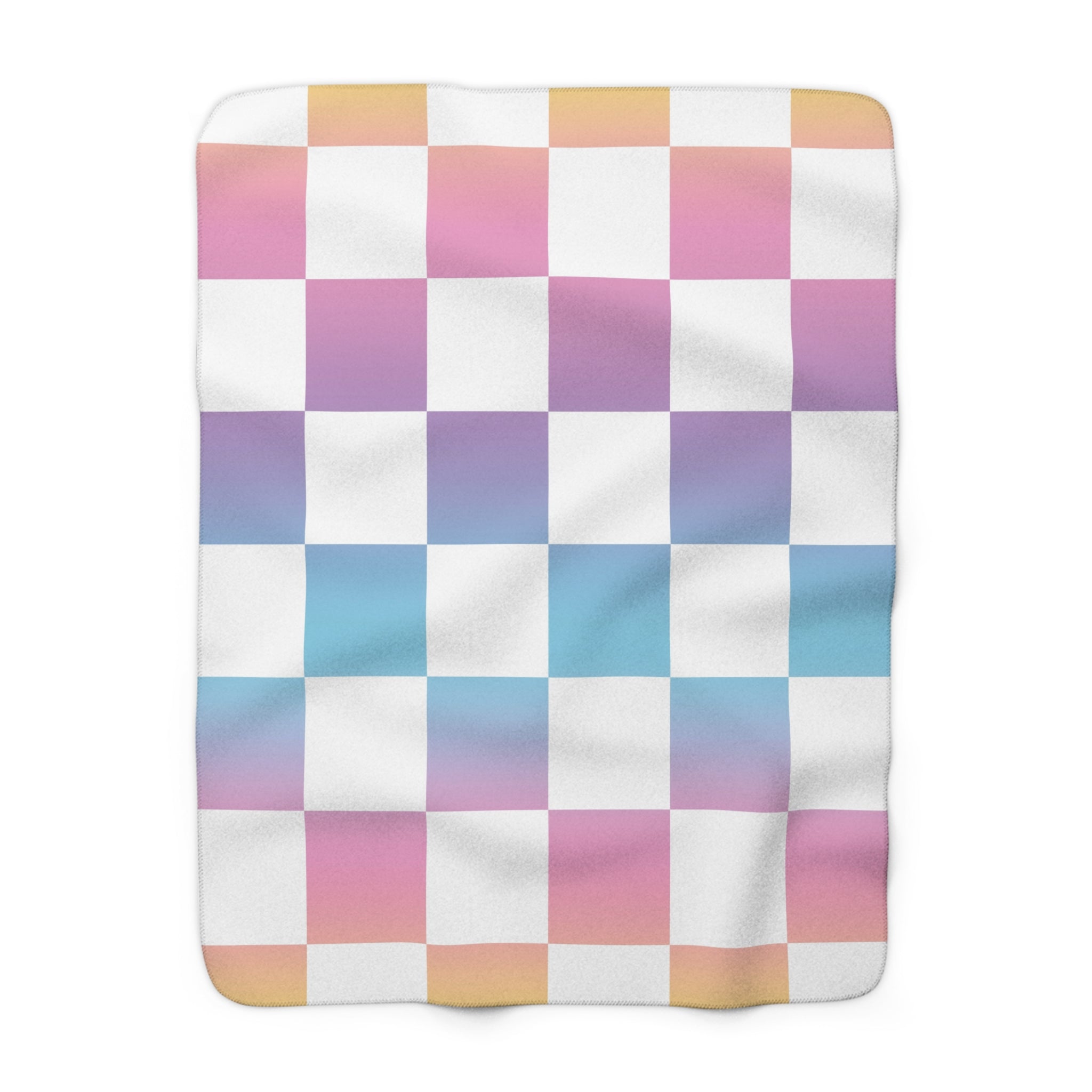 Vaporwave Check Sherpa Fleece Blanket, Artsulli - Art is Long, Life is Short, Home Decor, Size, 50" × 60", , , , , 29445907591249280164