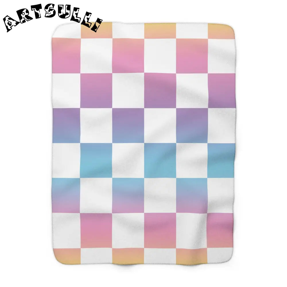 JAKKOUTTHEBXX Vaporwave Check Sherpa Fleece Blanket JAKKOUTTHEBXX