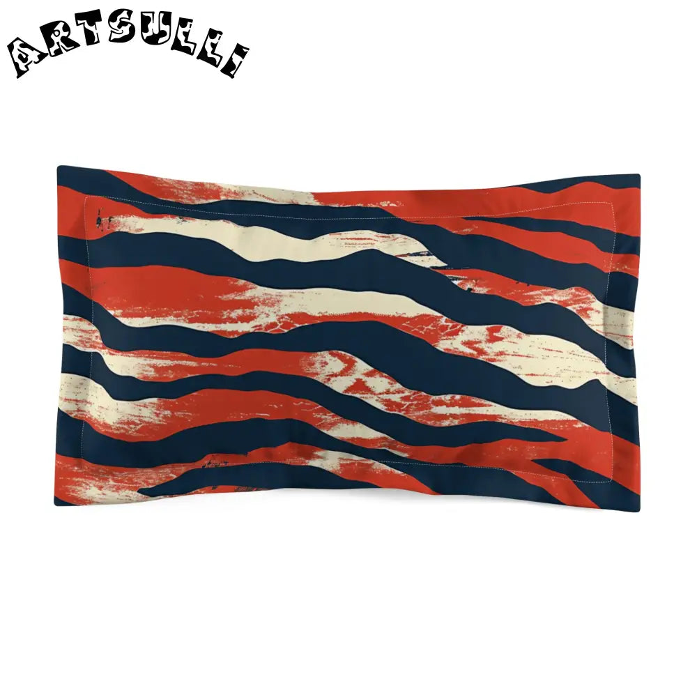 JAKKOUTTHEBXX Red Dark Blue Cream Striped Rectangular Pillowcase