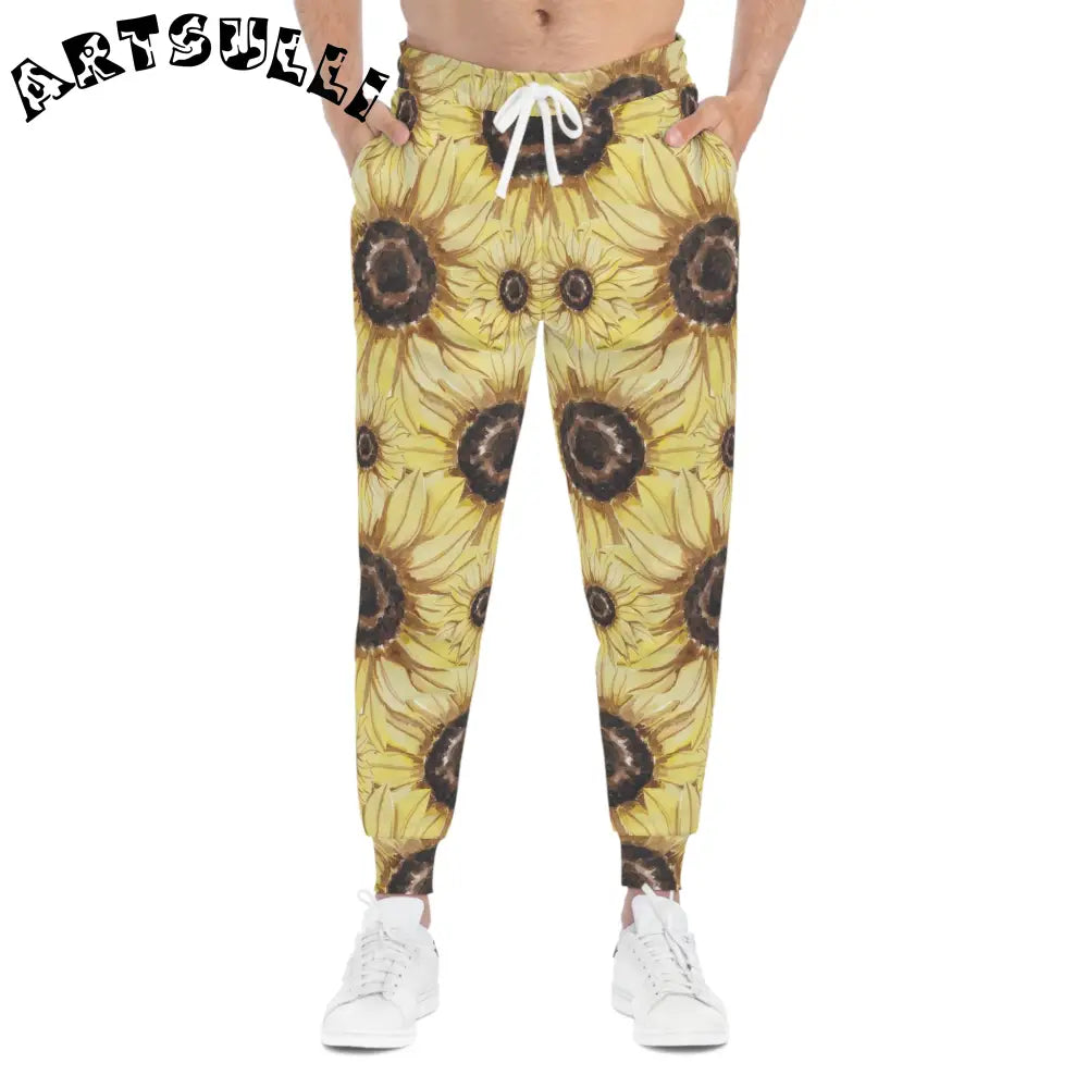 JAKKOUTTHEBXX Retro Anime Sunflower Athletic Joggers (AOP)