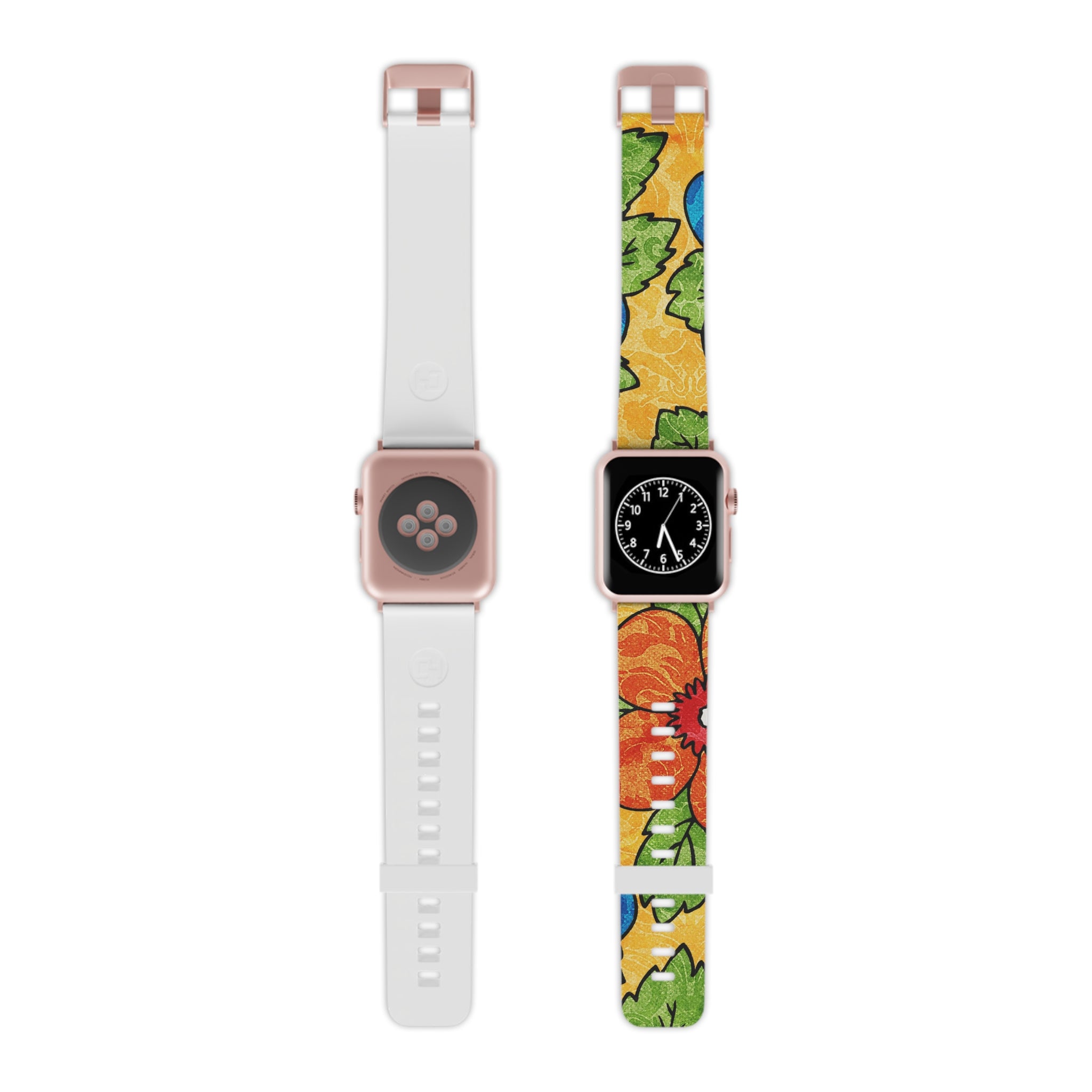 Groovy Yellow Floral Kl Watch Band for Apple Watch, Artsulli - Art is Long, Life is Short, Accessories, Size, 7.5'' × 0.75'' / 38 - 40 mm, Color, Rose Gold, , , 16344666445342863393