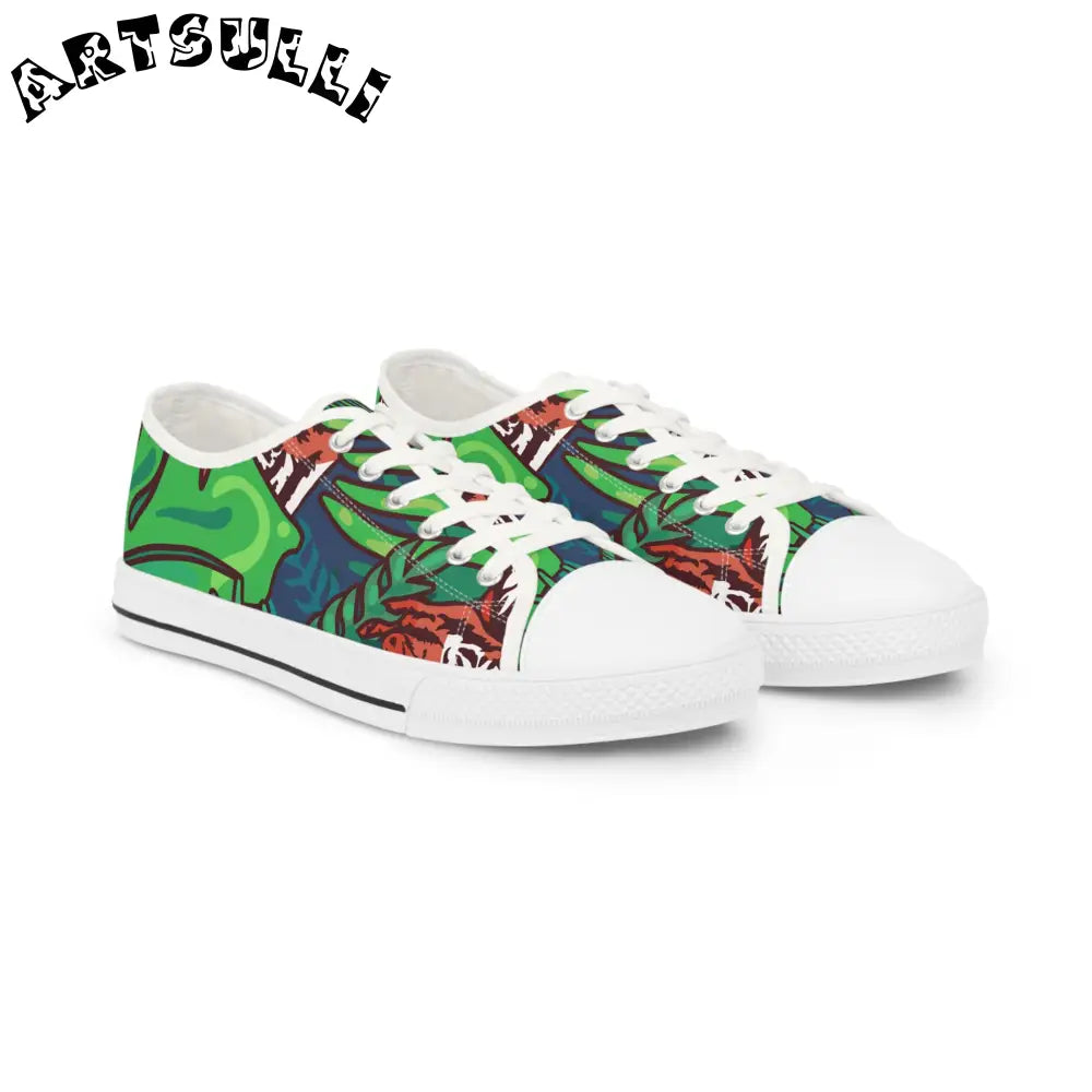 JAKKOUTTHEBXX Tropical Jungle Tigers Green and Blue Men’s Low Top