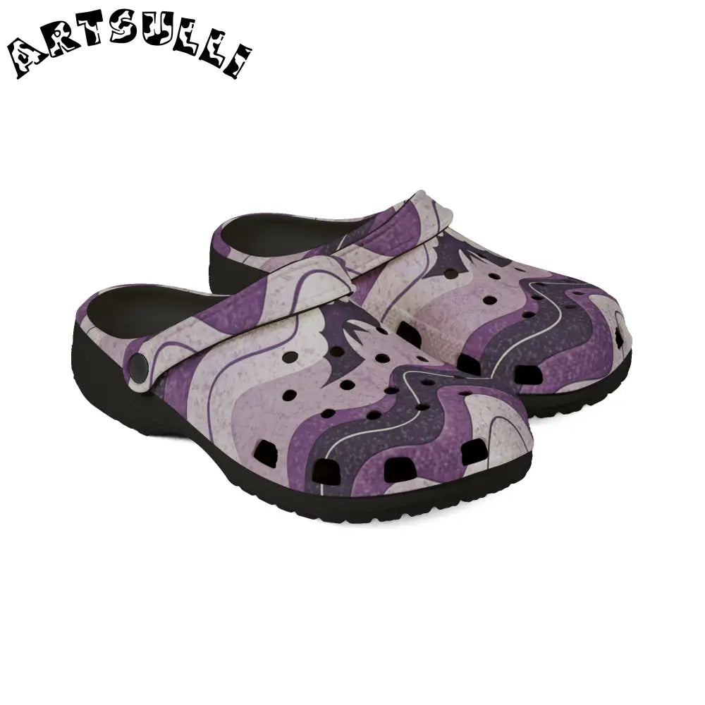 JAKKOUTTHEBXX Bat Wave Purple EVA Foam Rubber Shoes (AOP)