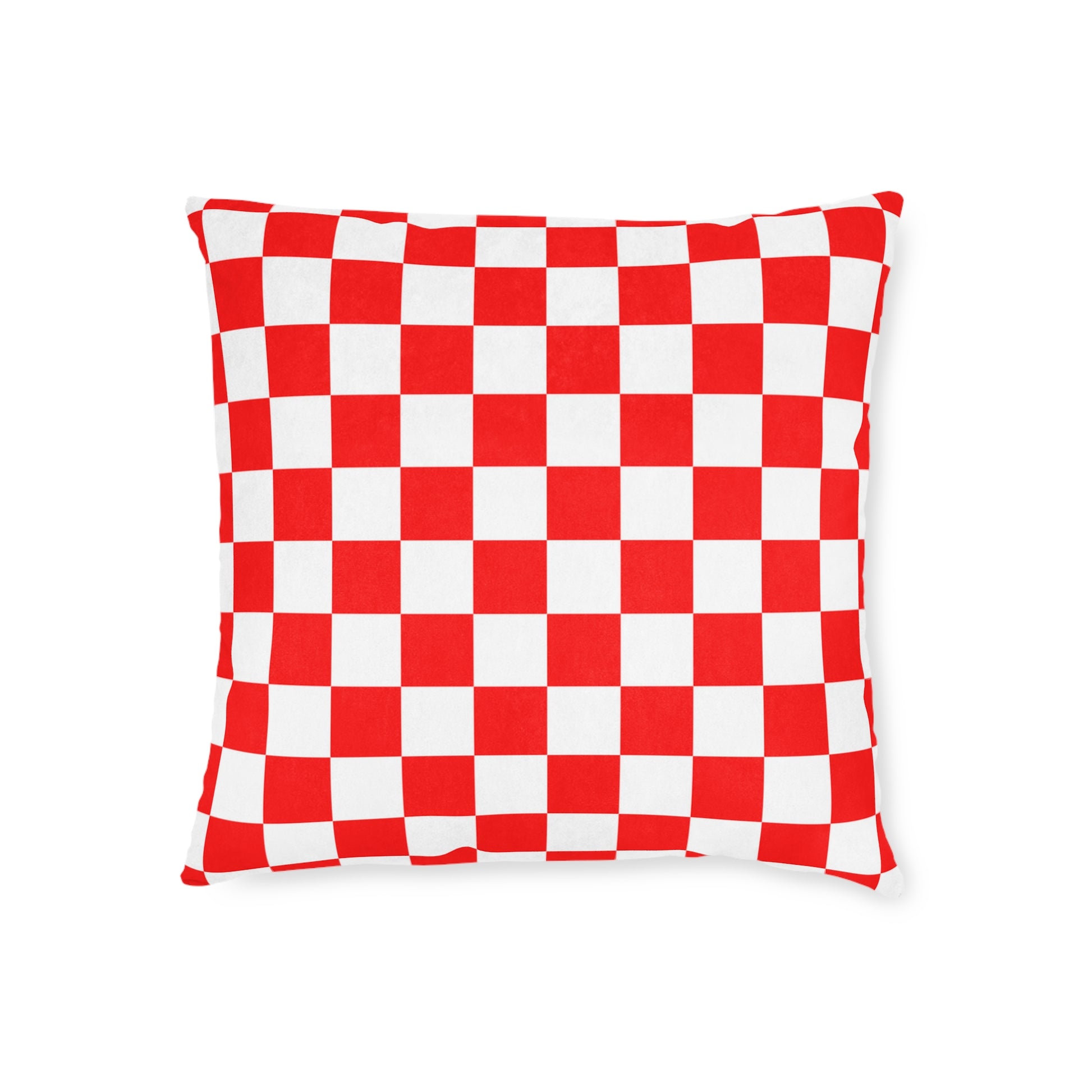 Checkerboard Red and White Square Pillow, Artsulli - Art is Long, Life is Short, Home Decor, Size, 18" × 18", , , , , 16172404752890337265