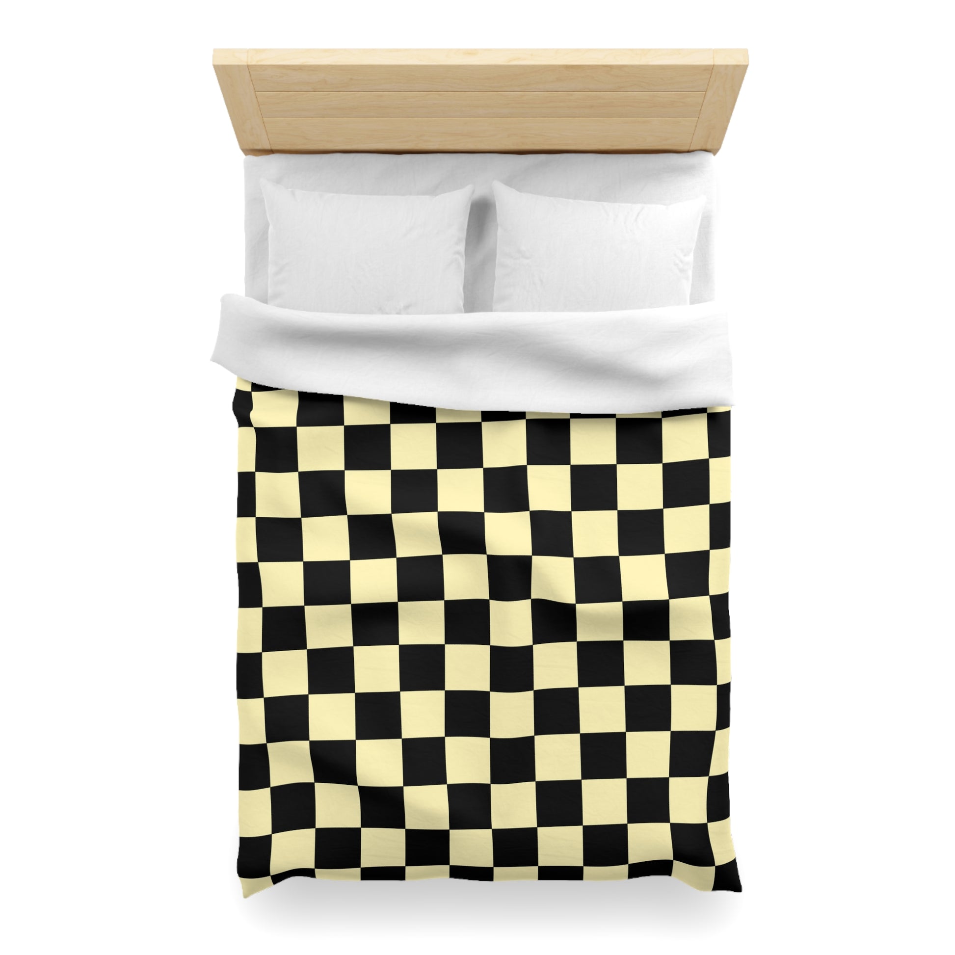 Checkerboard Black and Yellow Microfiber Duvet Cover, Artsulli - Art is Long, Life is Short, Home Decor, , , , , , , 