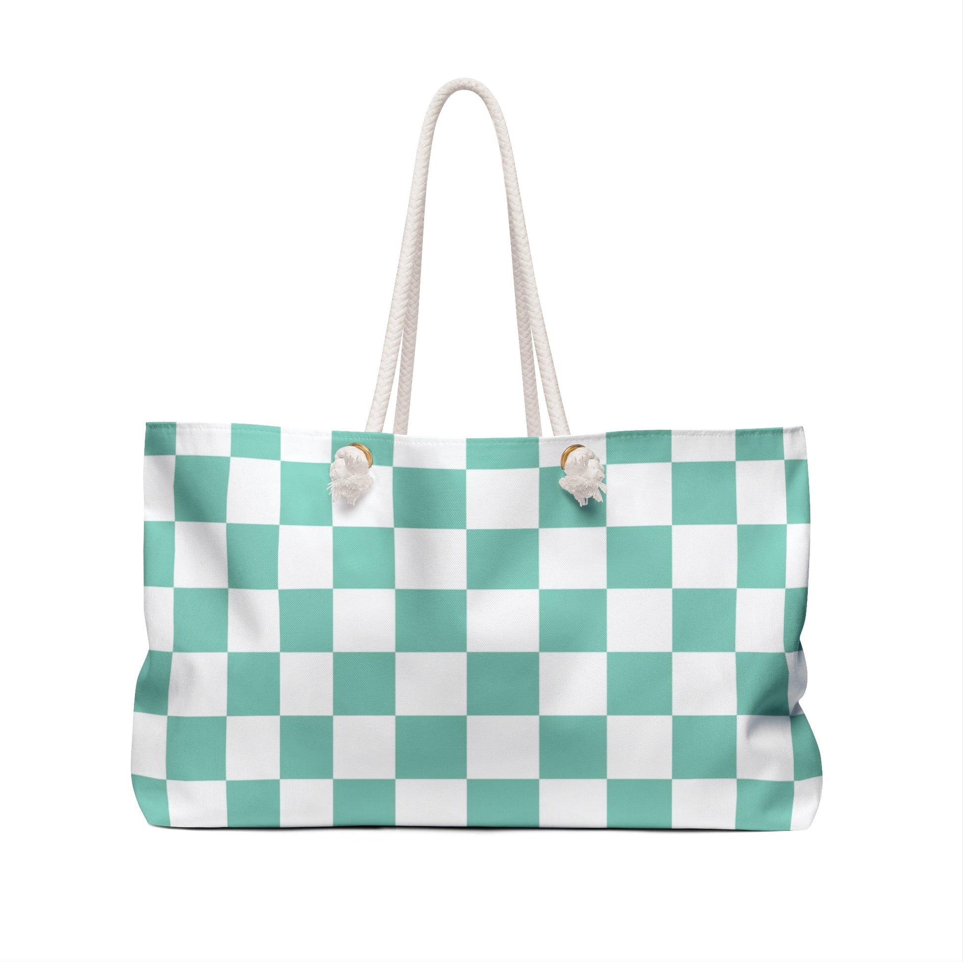 Checkerboard Light Green Weekender Bag, Artsulli - Art is Long, Life is Short, Bags, , , , , , , 