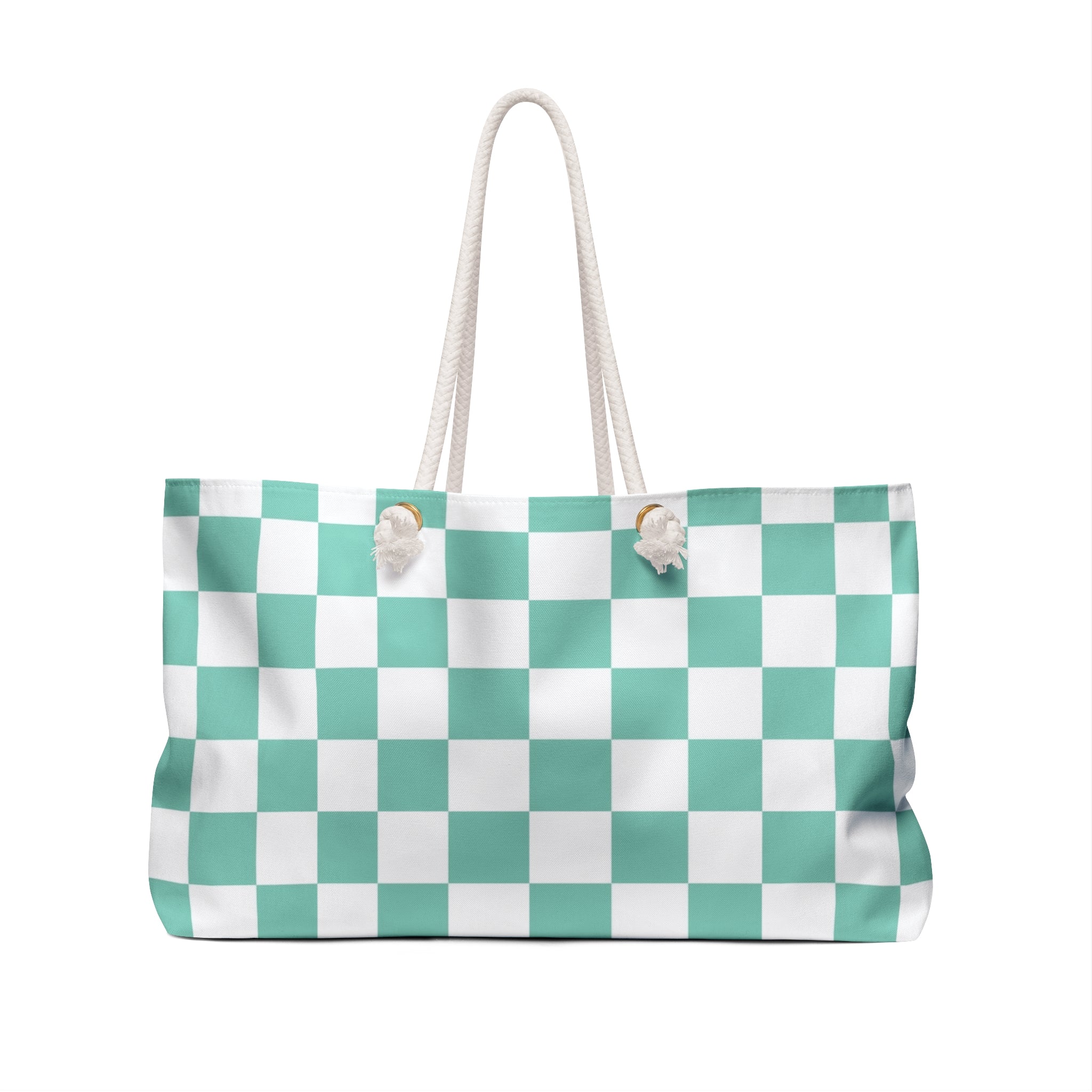 Checkerboard Light Green Weekender Bag, Artsulli - Art is Long, Life is Short, Bags, , , , , , , 