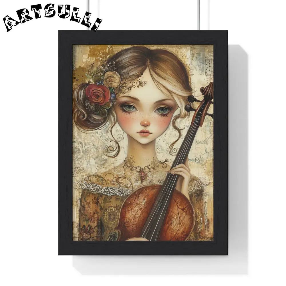 Woman With A Violin IV Vertical Framed Poster, Artsulli - Art is Long, Life is Short, Poster, Size, 8" x 11", Color, Black, , , 33414250326223340610