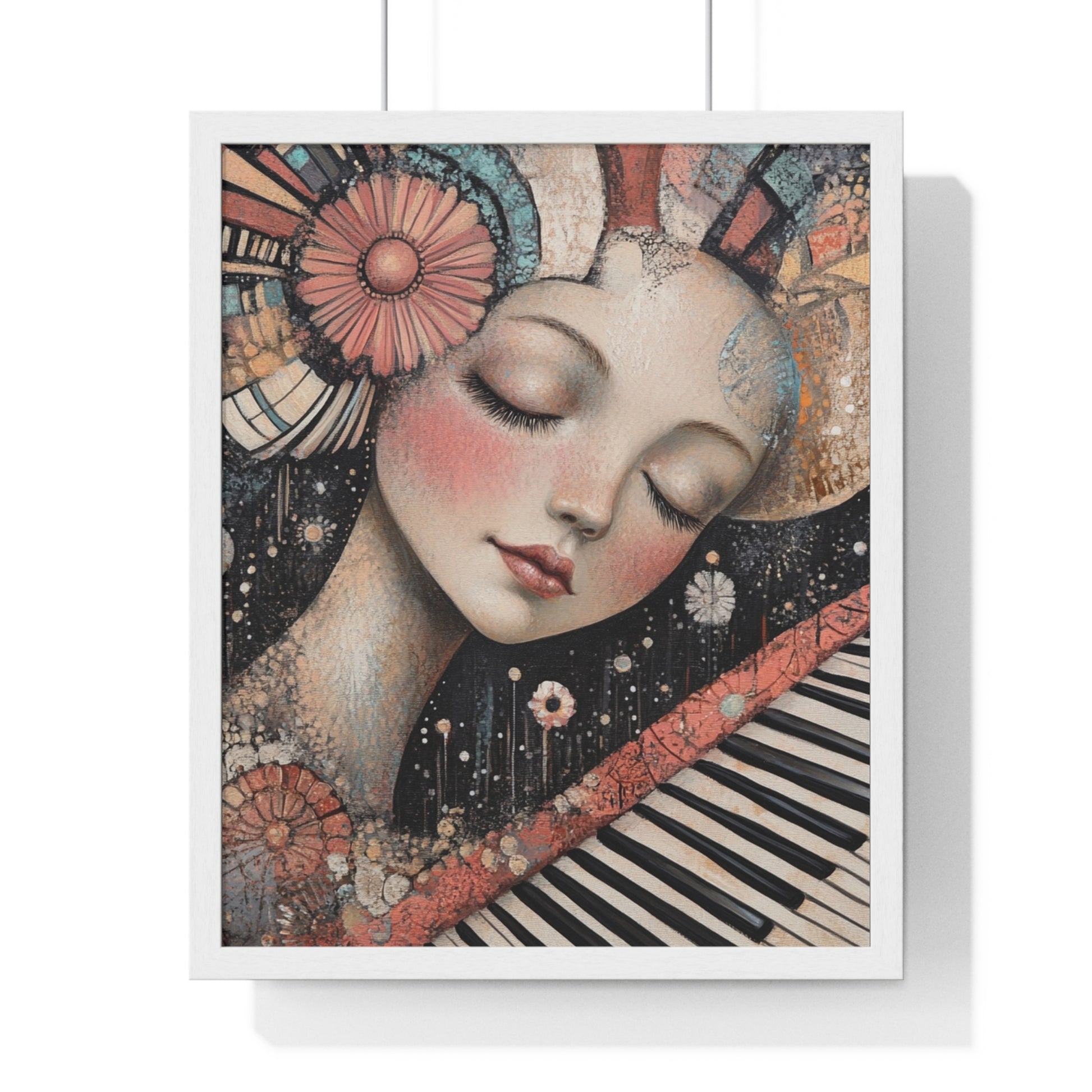 Queen Of Piano Dreams Vertical Framed Poster, Artsulli - Art is Long, Life is Short, Poster, Size, 16" x 20", Color, White, , , 21308835522751290447